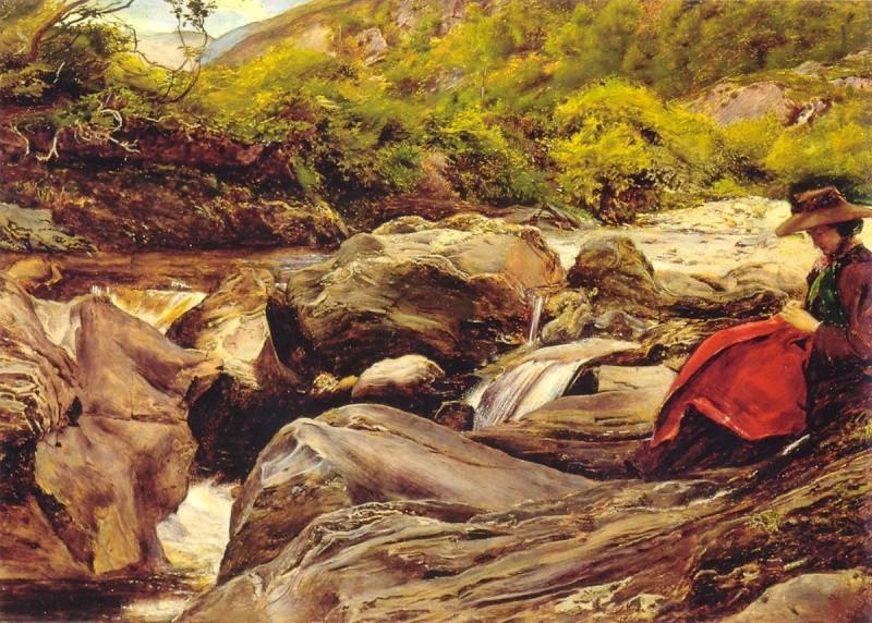 WikiOO.org - Енциклопедия за изящни изкуства - Живопис, Произведения на изкуството John Everett Millais - A Waterfall in Glenfinlas