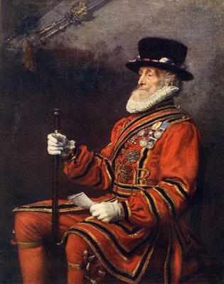 Wikoo.org - موسوعة الفنون الجميلة - اللوحة، العمل الفني John Everett Millais - A Yeoman of the Guard