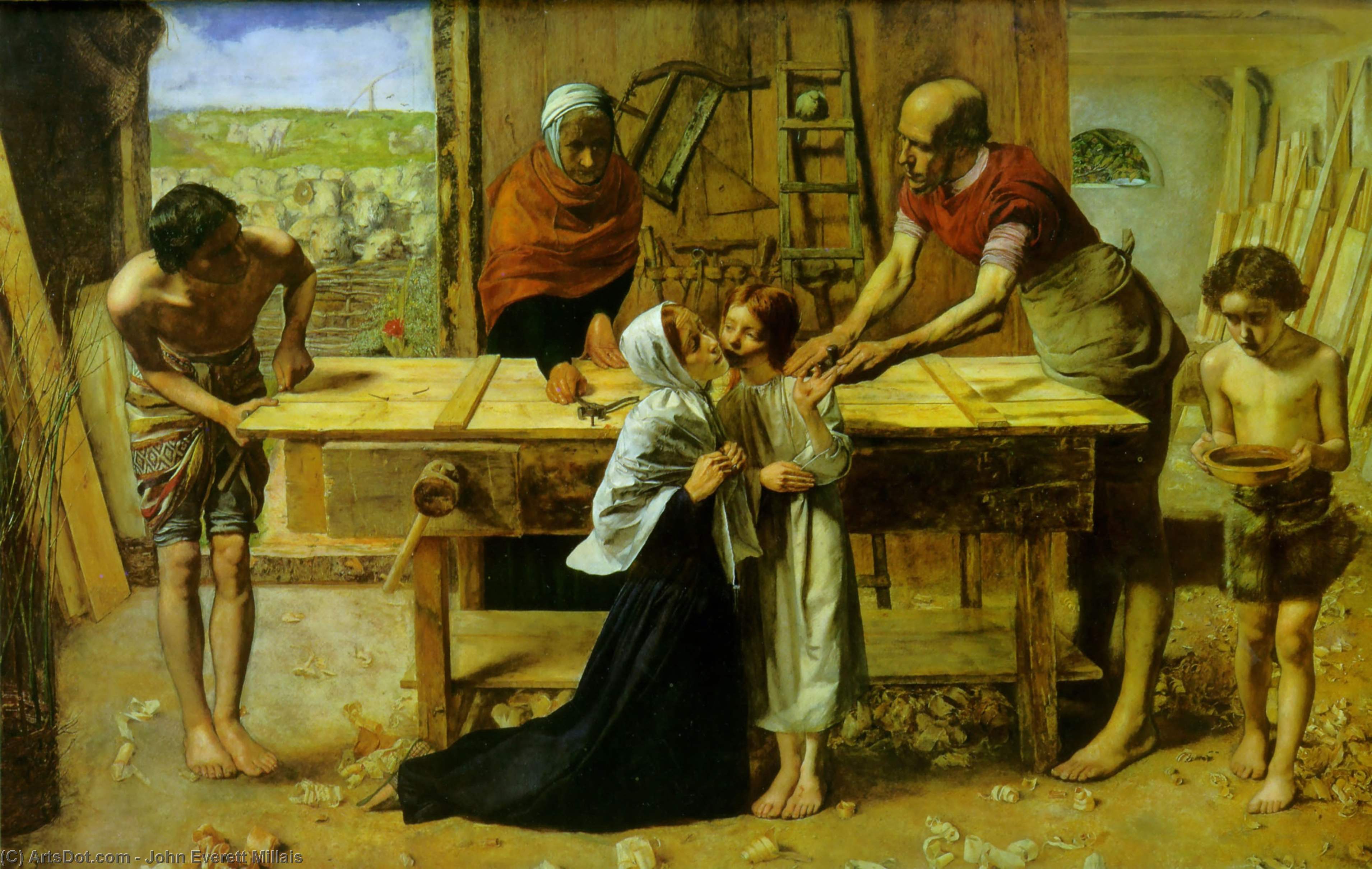 WikiOO.org – 美術百科全書 - 繪畫，作品 John Everett Millais - 基督 的  家  的   他  父母