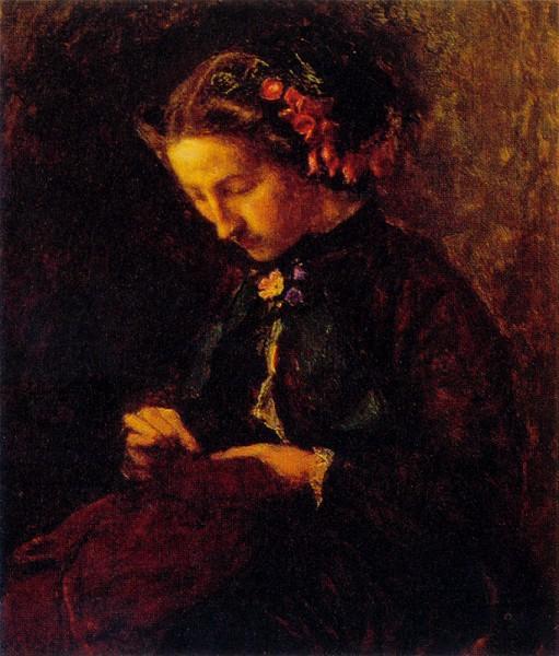 WikiOO.org - Encyclopedia of Fine Arts - Schilderen, Artwork John Everett Millais - Effie with Foxgloves in Her Hair