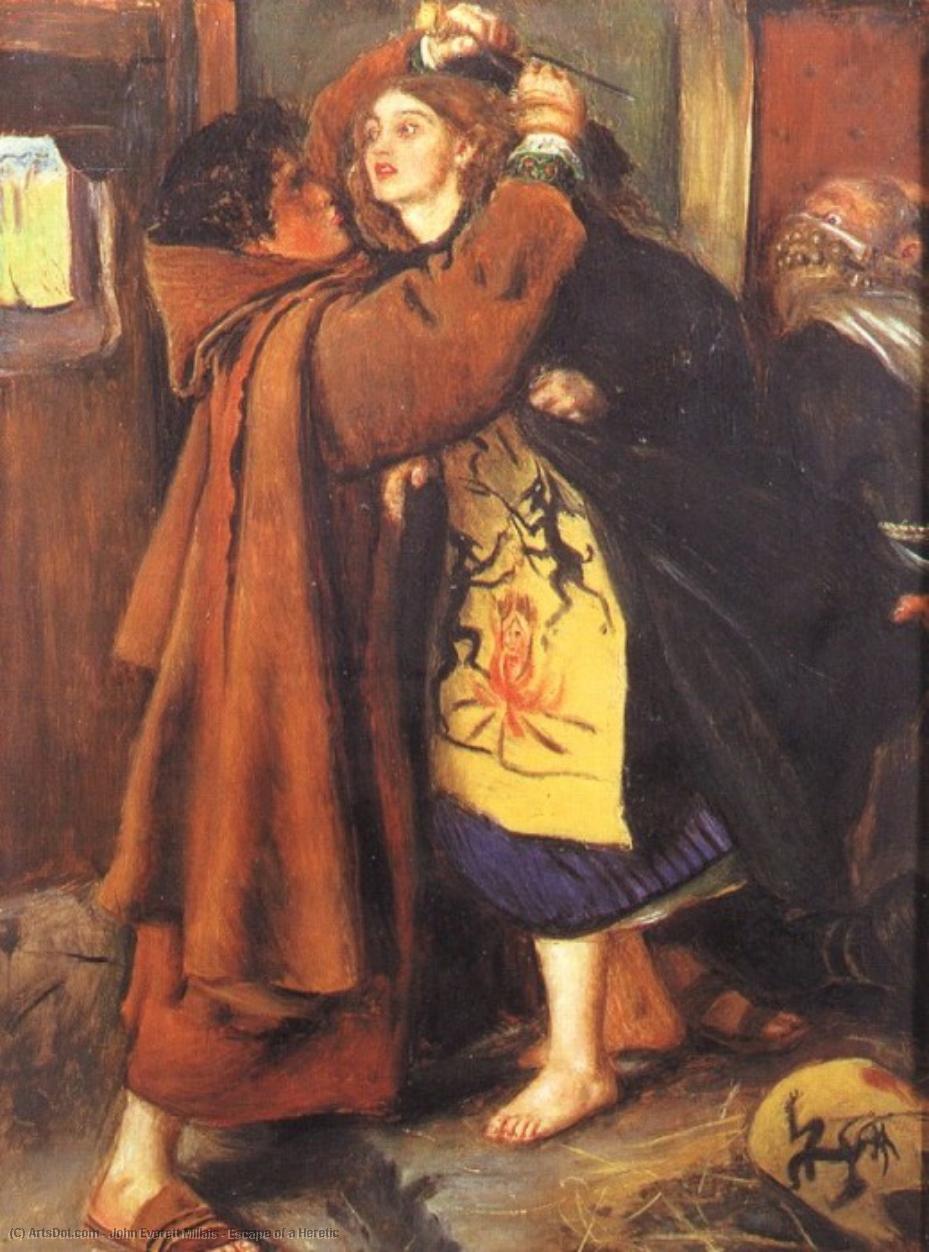 Wikioo.org - The Encyclopedia of Fine Arts - Painting, Artwork by John Everett Millais - Escape of a Heretic