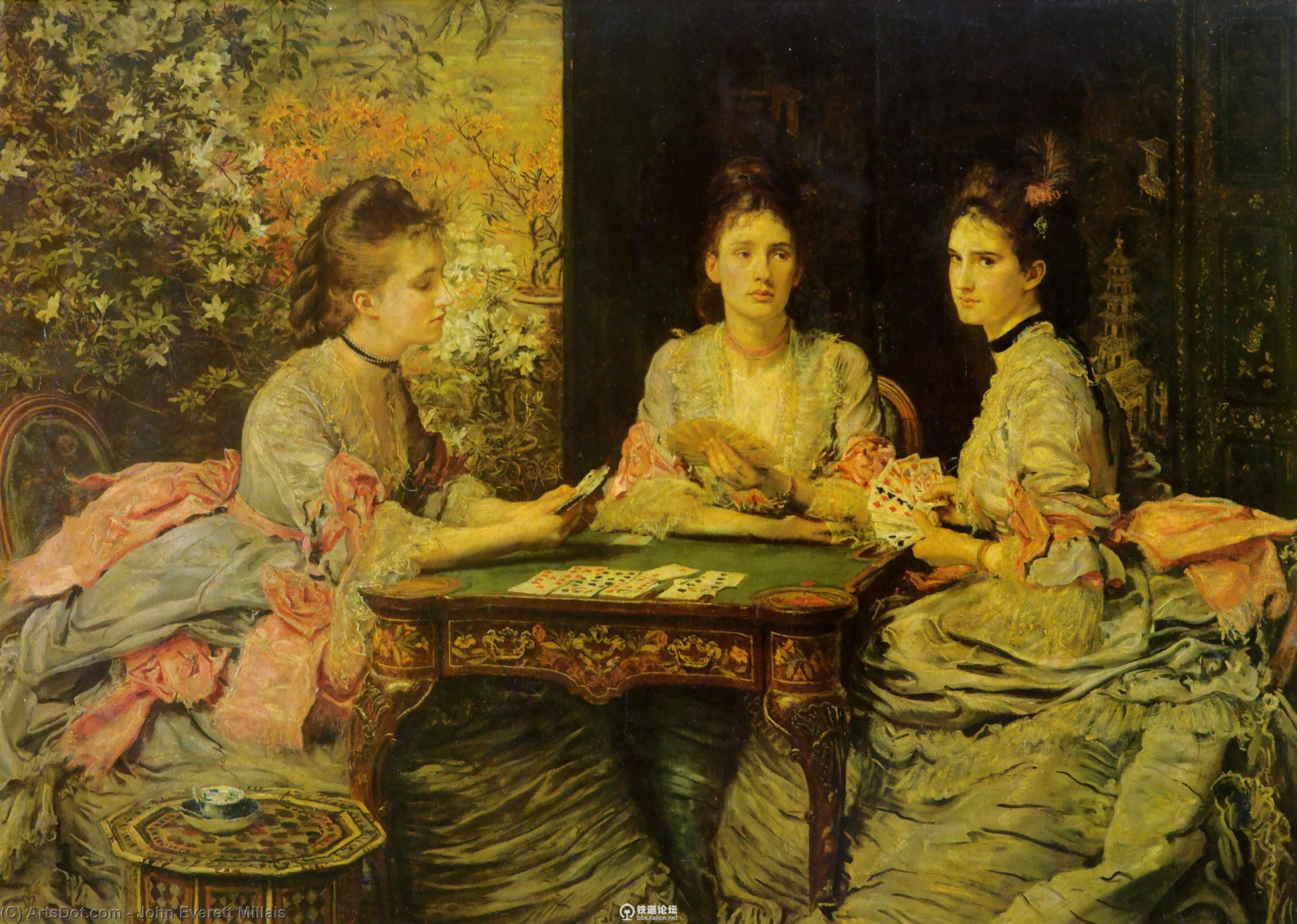 Wikoo.org - موسوعة الفنون الجميلة - اللوحة، العمل الفني John Everett Millais - Hearts are Trumps