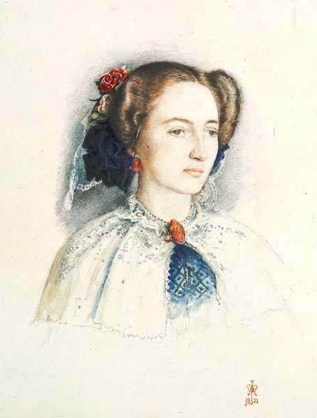 Wikoo.org - موسوعة الفنون الجميلة - اللوحة، العمل الفني John Everett Millais - Portrait of Effie Ruskin, later Lady Millais