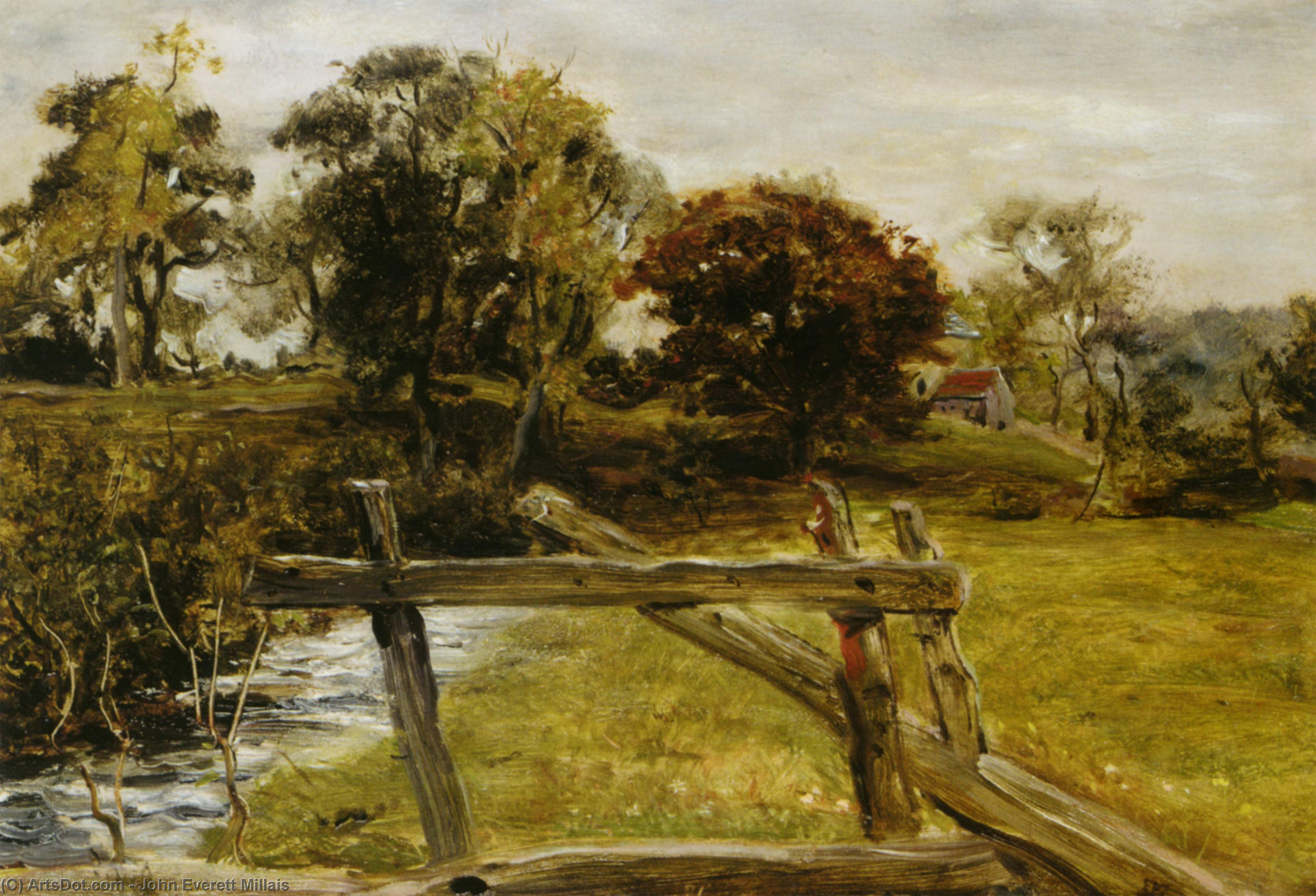 Wikioo.org - The Encyclopedia of Fine Arts - Painting, Artwork by John Everett Millais - View Near Hampstead