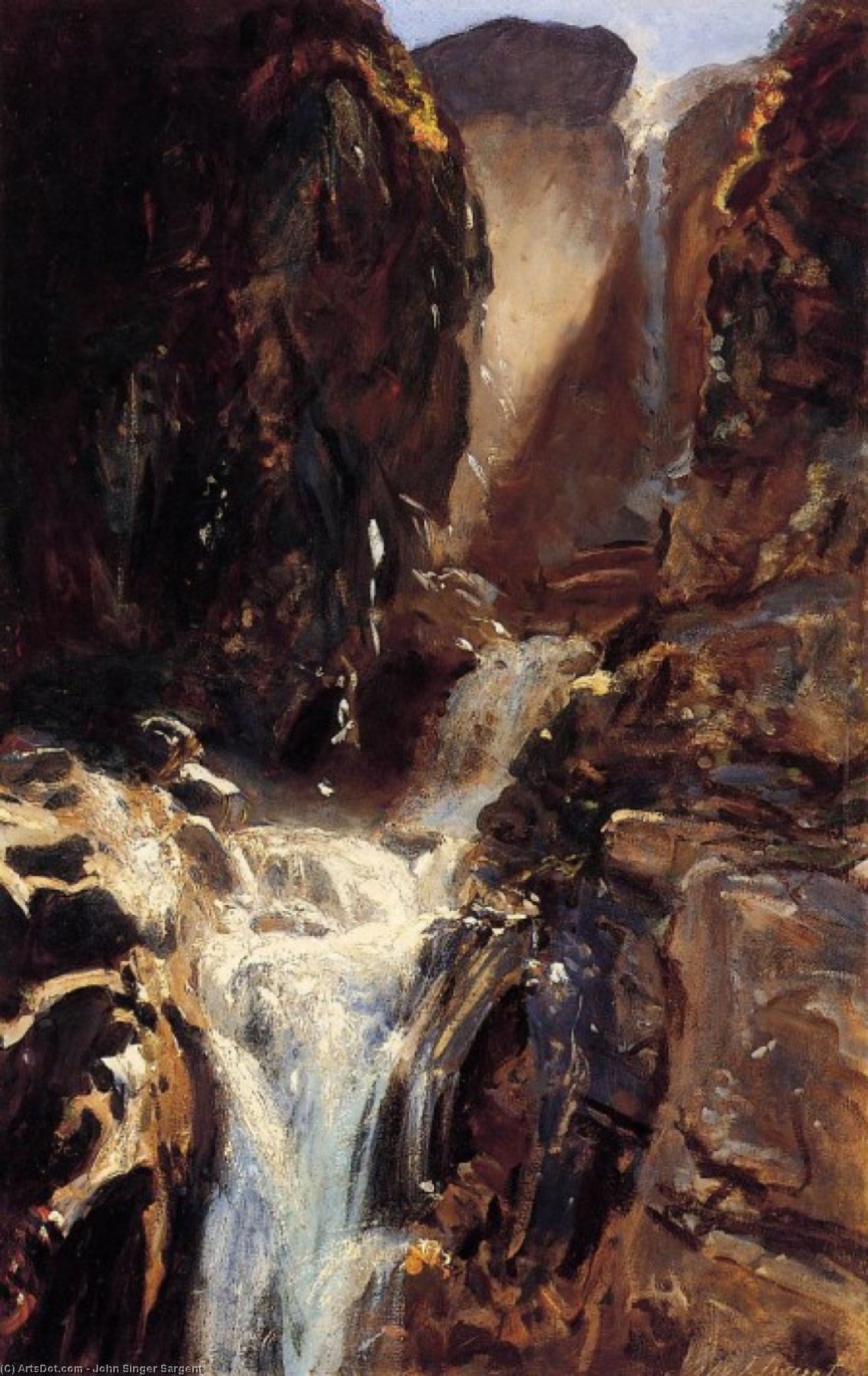 Wikioo.org - The Encyclopedia of Fine Arts - Painting, Artwork by John Singer Sargent - A Waterfall