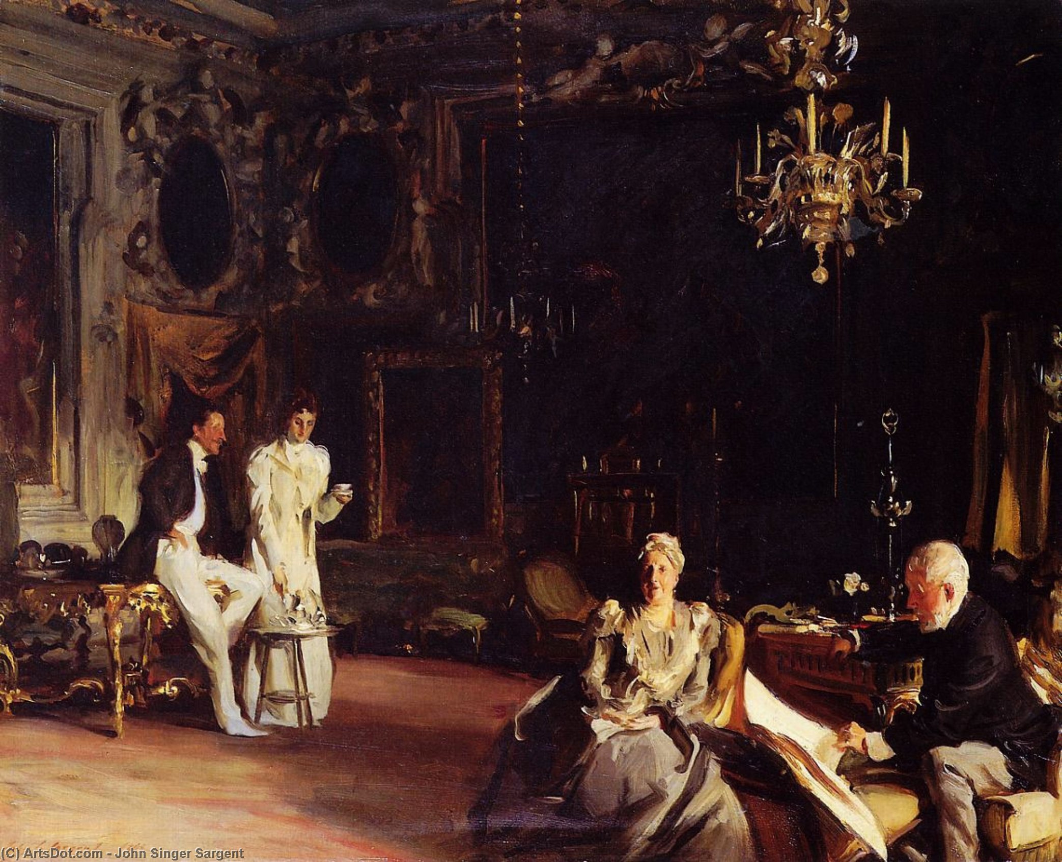 WikiOO.org - Encyclopedia of Fine Arts - Maľba, Artwork John Singer Sargent - An Interior in Venice
