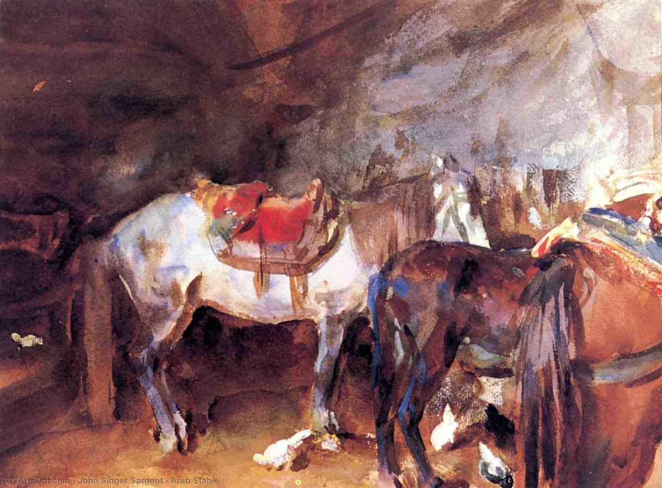 Wikioo.org - The Encyclopedia of Fine Arts - Painting, Artwork by John Singer Sargent - Arab Stable