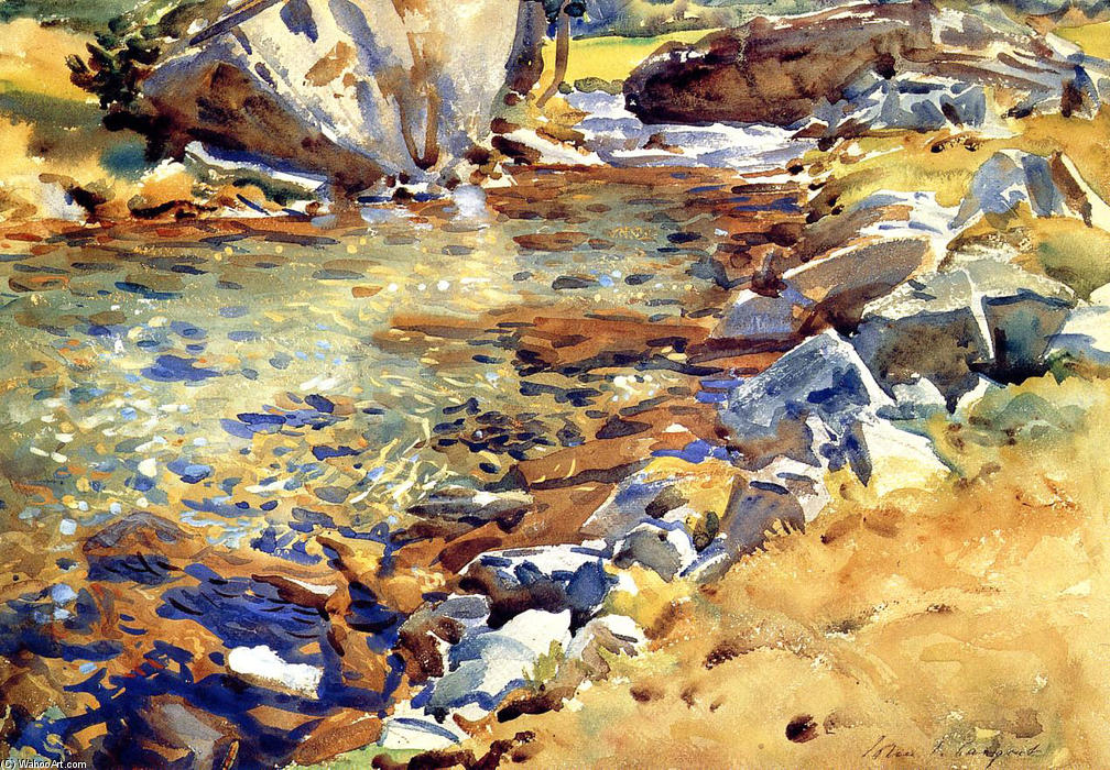 Wikioo.org - The Encyclopedia of Fine Arts - Painting, Artwork by John Singer Sargent - Brook among Rocks