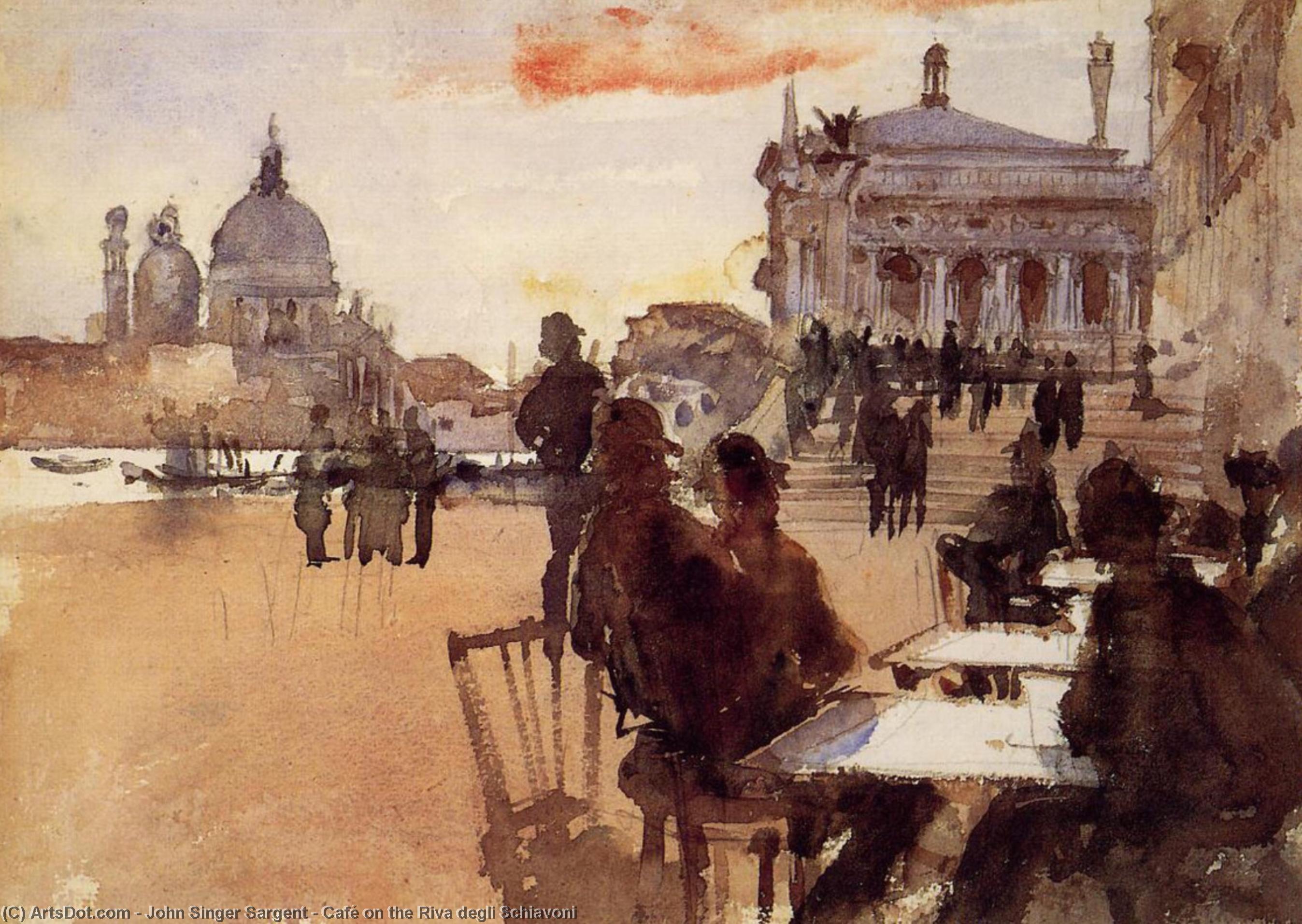 WikiOO.org - Encyclopedia of Fine Arts - Lukisan, Artwork John Singer Sargent - Café on the Riva degli Schiavoni