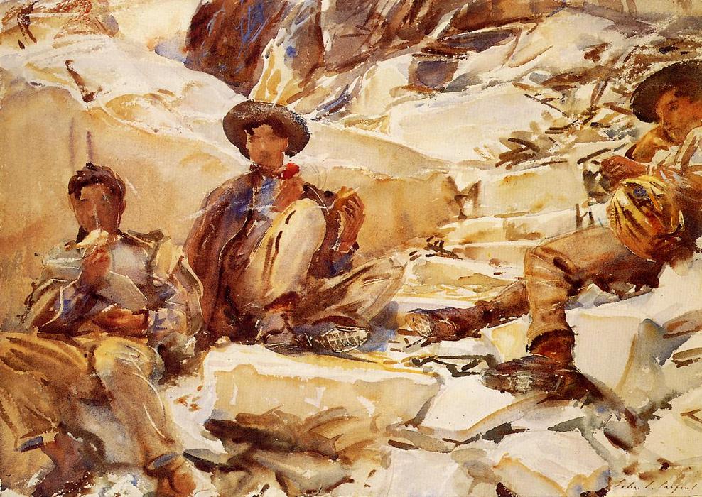 Wikioo.org - The Encyclopedia of Fine Arts - Painting, Artwork by John Singer Sargent - Carrara Workmen