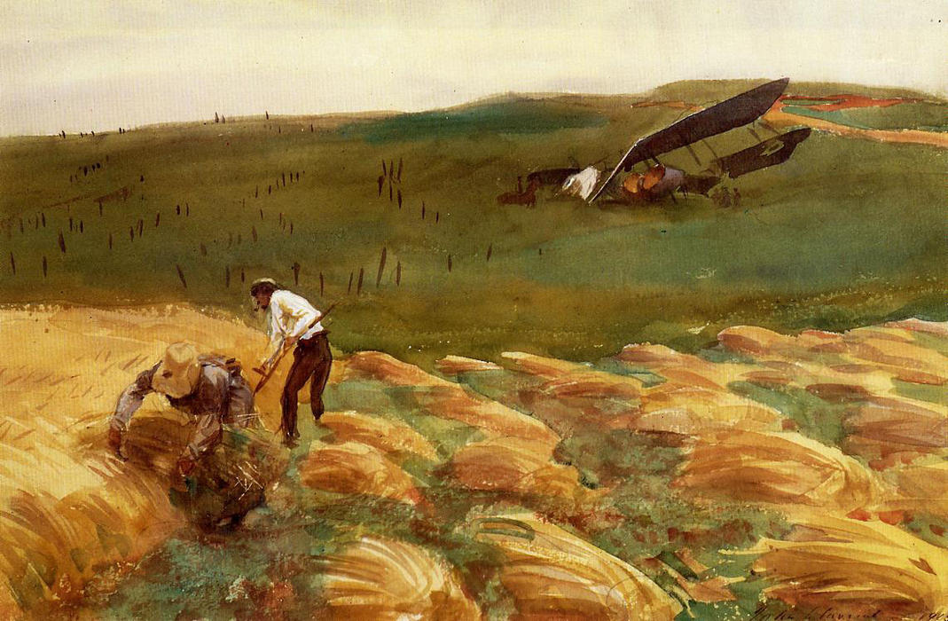 WikiOO.org - Encyclopedia of Fine Arts - Lukisan, Artwork John Singer Sargent - Crashed Aeroplane