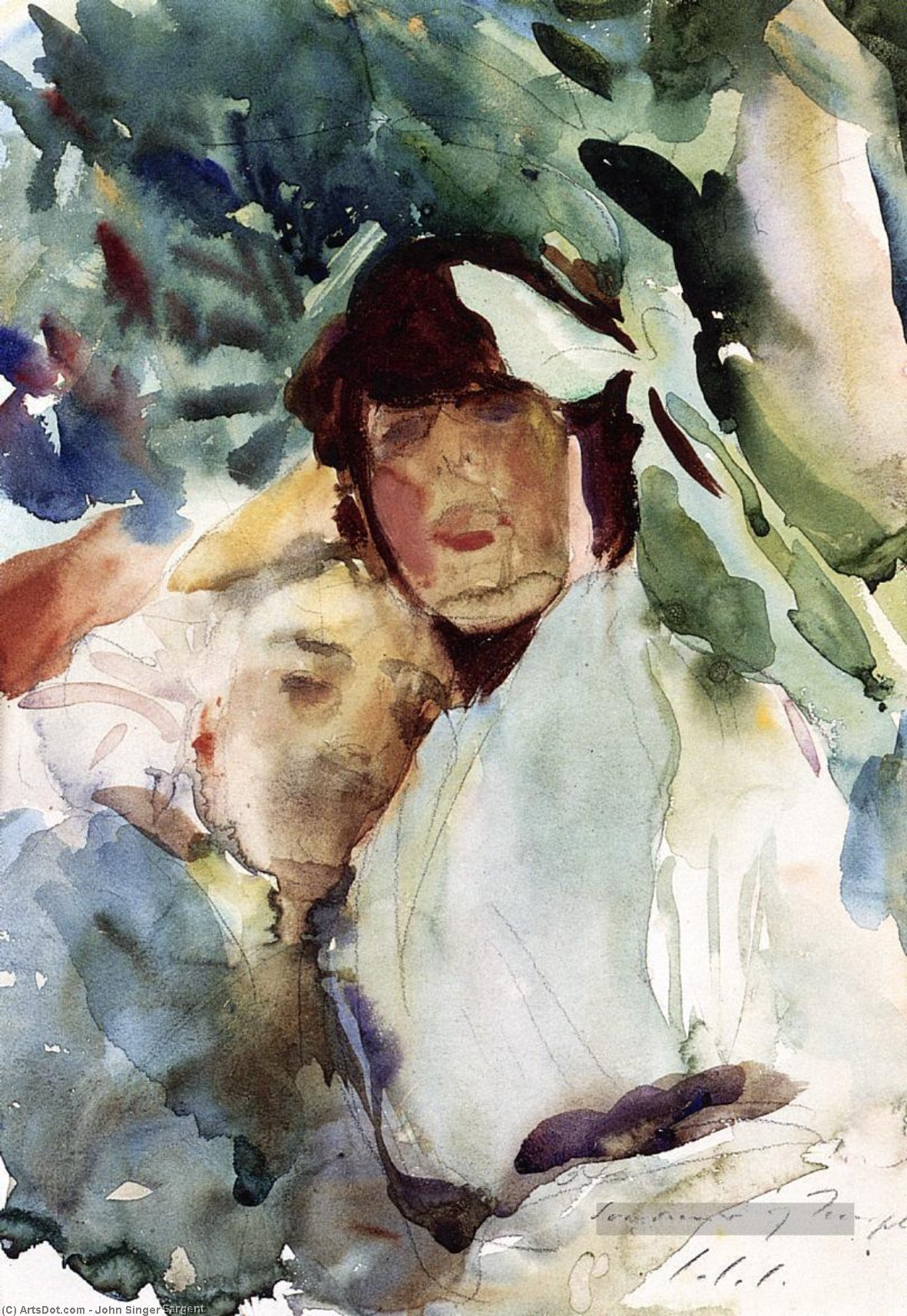 Wikioo.org - The Encyclopedia of Fine Arts - Painting, Artwork by John Singer Sargent - Ena Wertheimer with Antonio Mancini