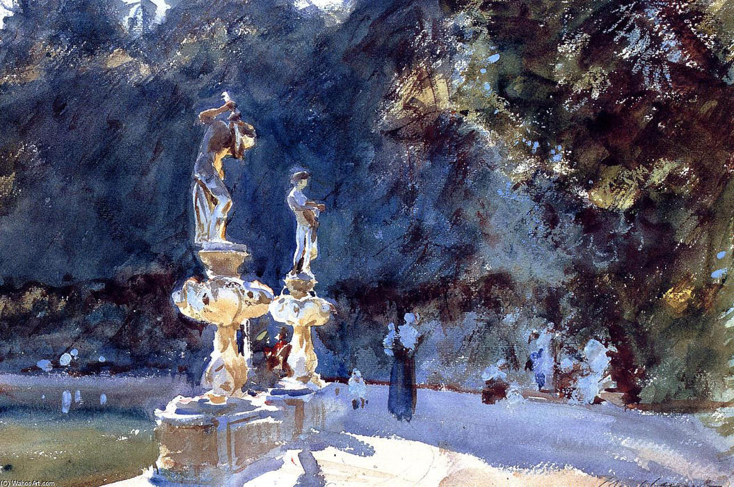 Wikioo.org - Encyklopedia Sztuk Pięknych - Malarstwo, Grafika John Singer Sargent - Florence Fountain, Boboli Gardens