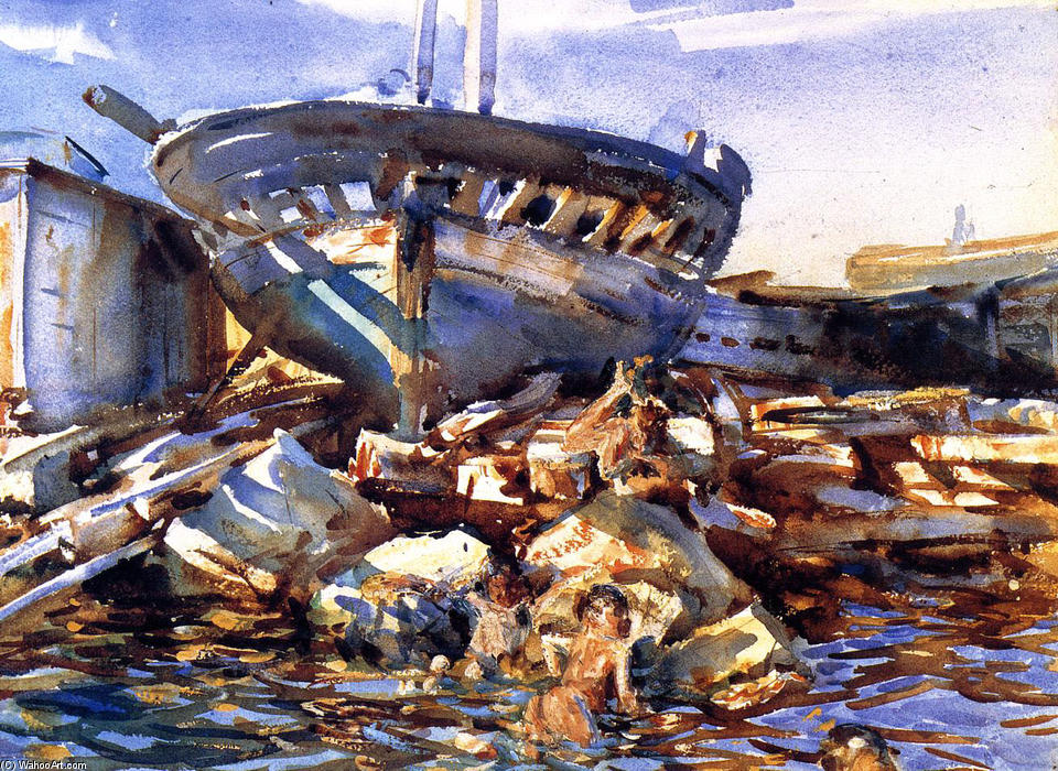 WikiOO.org - Encyclopedia of Fine Arts - Målning, konstverk John Singer Sargent - Flotsam and Jetsam