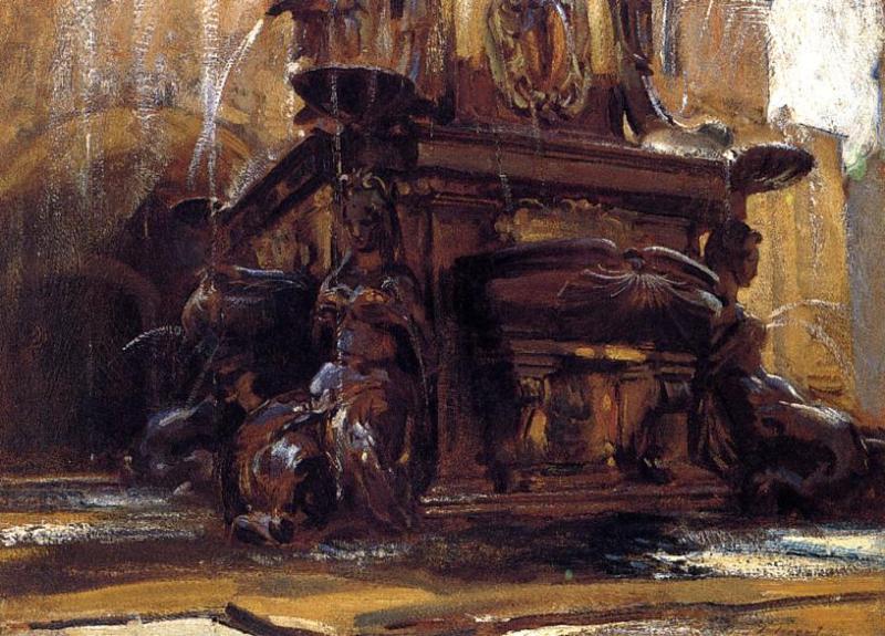 WikiOO.org - Encyclopedia of Fine Arts - Festés, Grafika John Singer Sargent - Fountain at Bologna