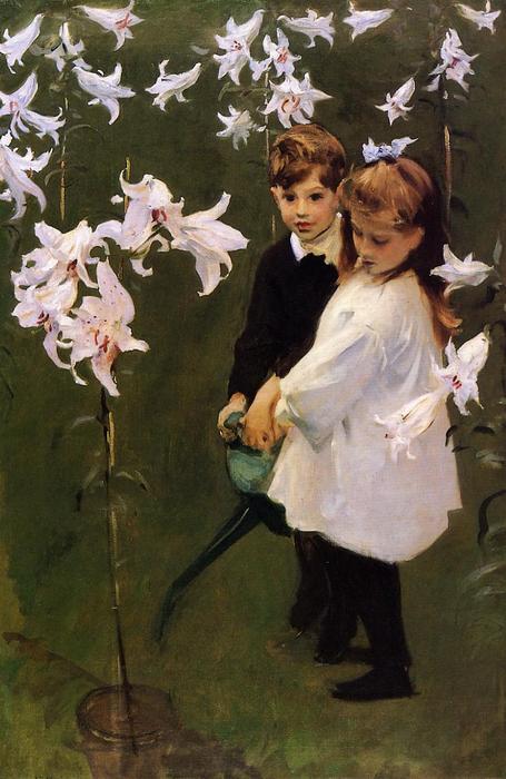Wikioo.org - The Encyclopedia of Fine Arts - Painting, Artwork by John Singer Sargent - Garden Study of the Vickers Children