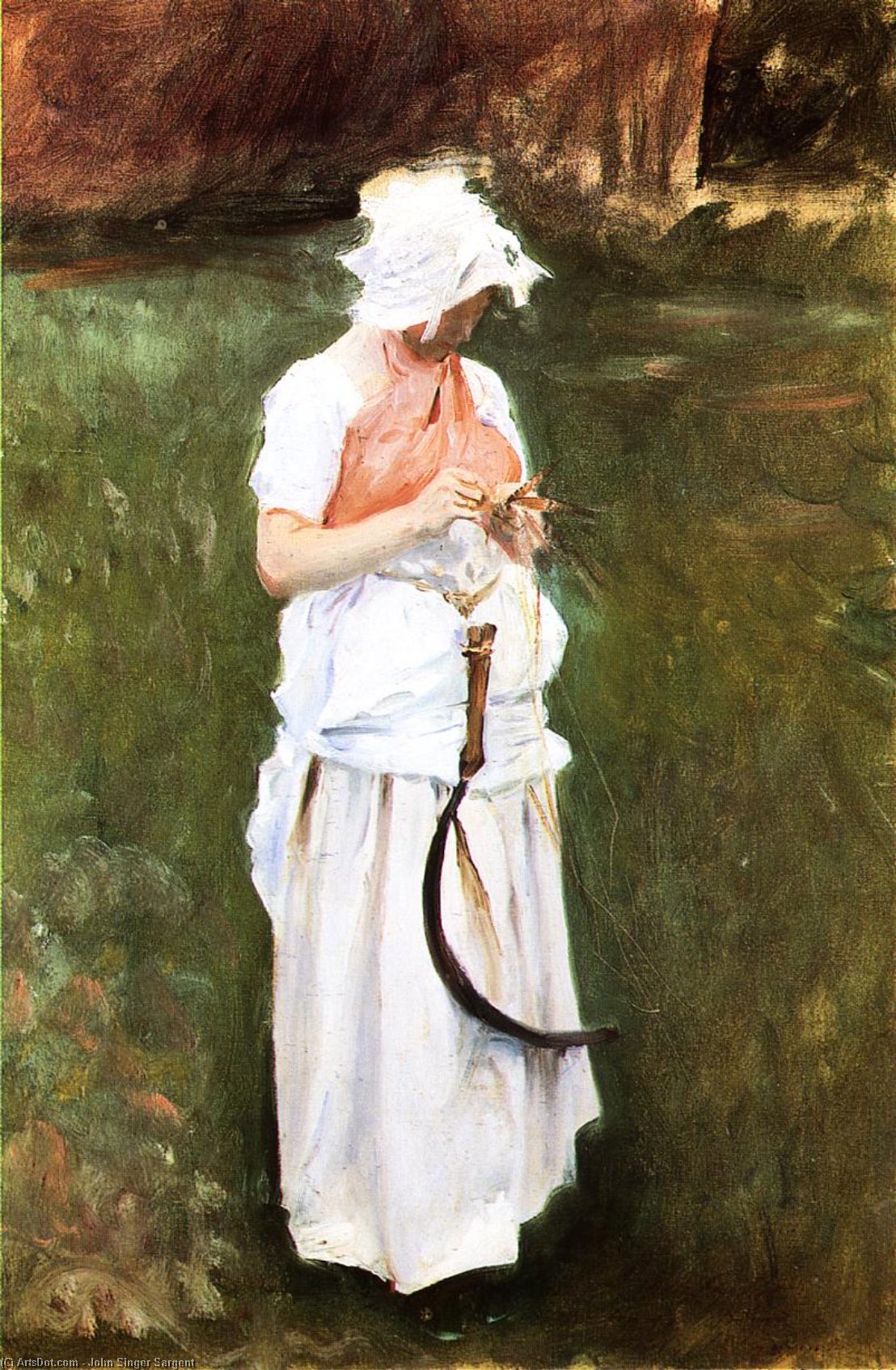 Wikioo.org - The Encyclopedia of Fine Arts - Painting, Artwork by John Singer Sargent - Girl with a Sickle