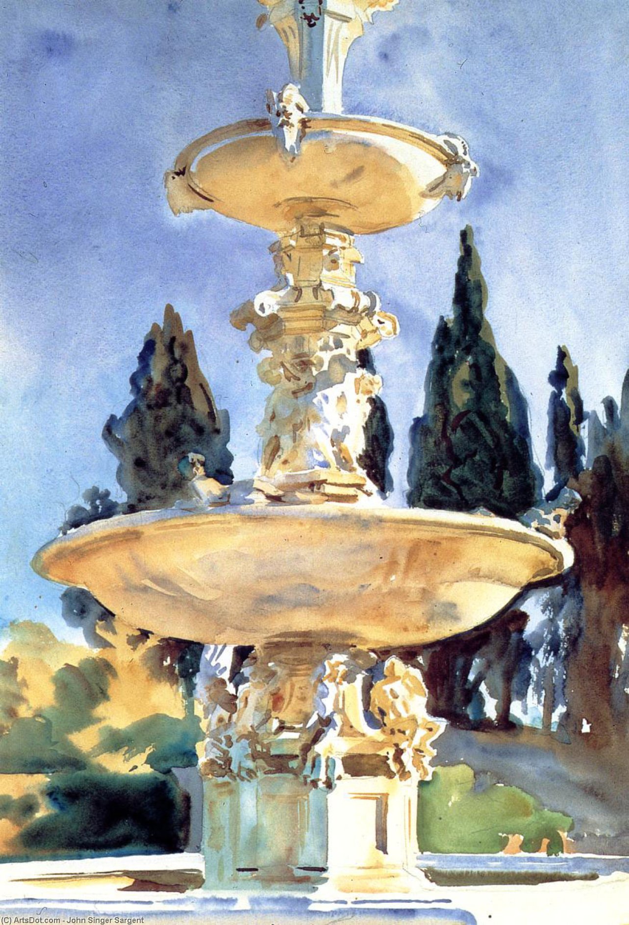 WikiOO.org - Encyclopedia of Fine Arts - Lukisan, Artwork John Singer Sargent - In a Medici Villa