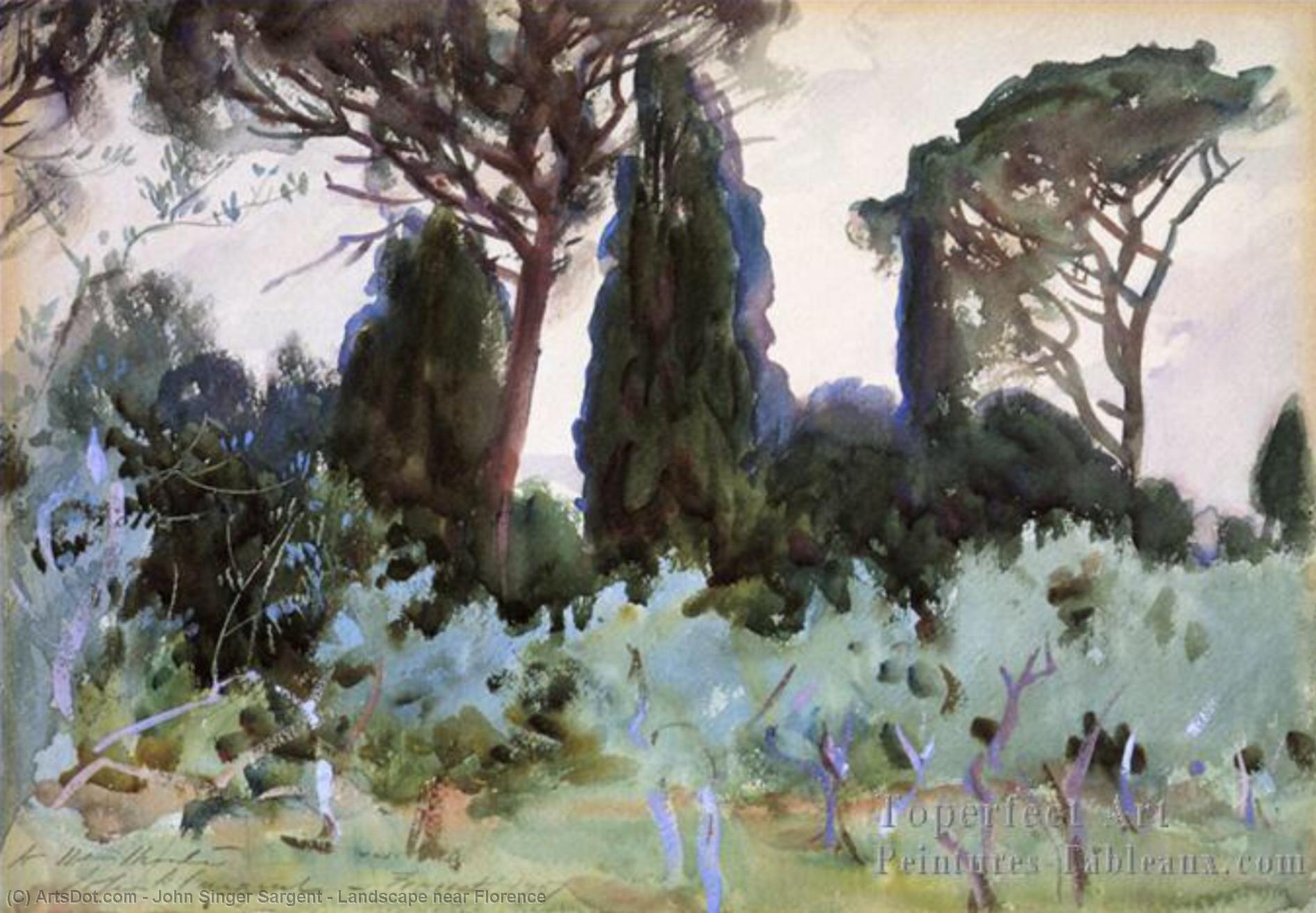 WikiOO.org - Encyclopedia of Fine Arts - Lukisan, Artwork John Singer Sargent - Landscape near Florence