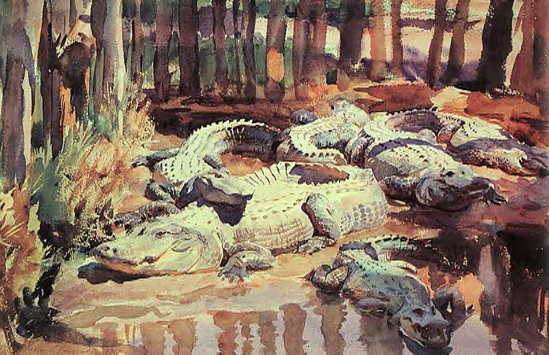 WikiOO.org - Encyclopedia of Fine Arts - Maalaus, taideteos John Singer Sargent - Muddy Aligators