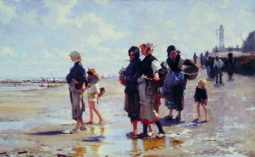 Wikioo.org - The Encyclopedia of Fine Arts - Painting, Artwork by John Singer Sargent - Oyster Gatherers of Cancale