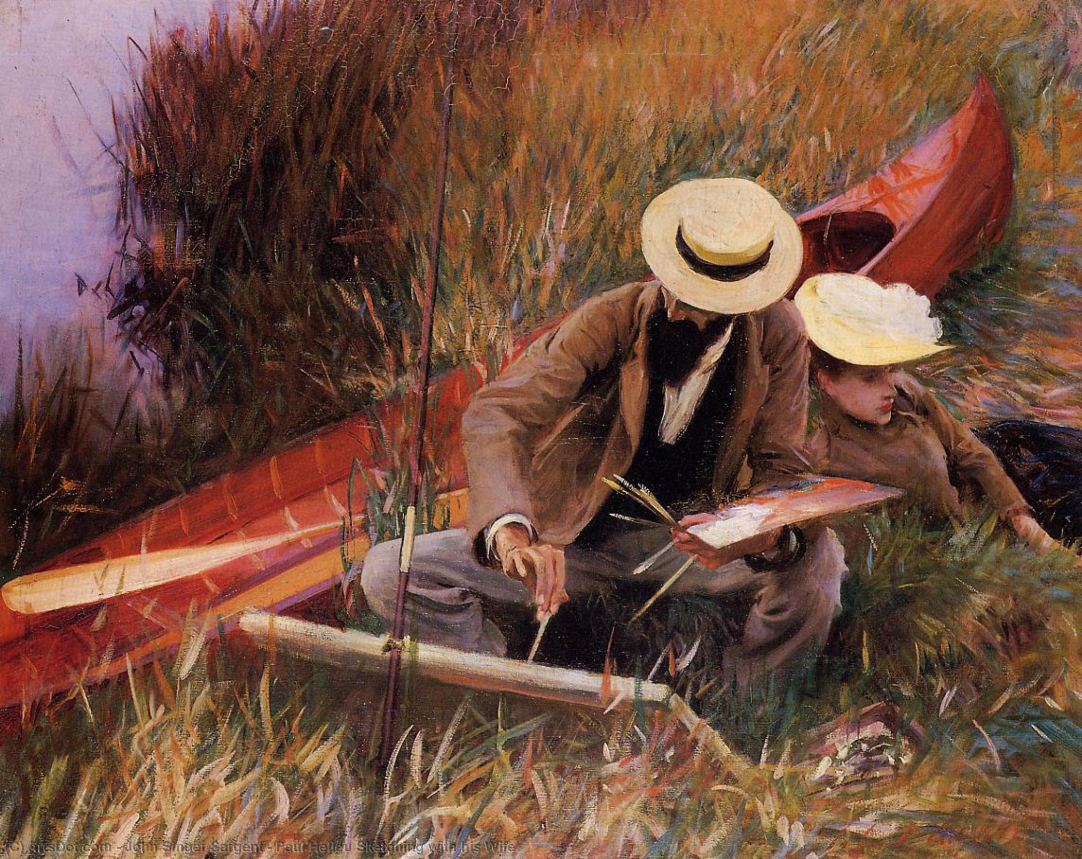 Wikioo.org - The Encyclopedia of Fine Arts - Painting, Artwork by John Singer Sargent - Paul Helleu Sketching with his Wife