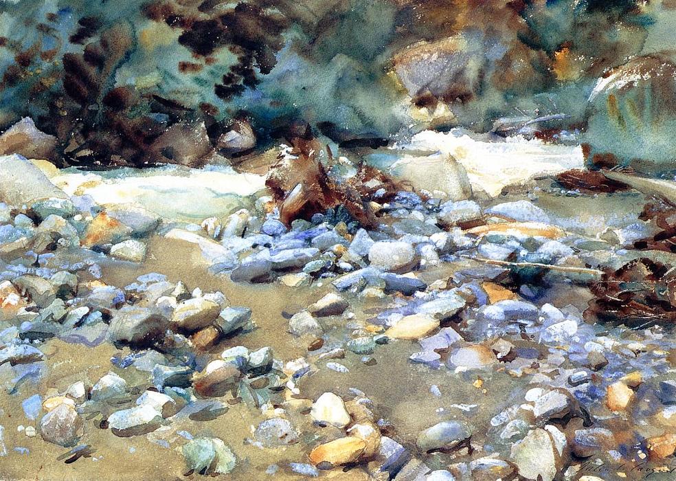 WikiOO.org - Encyclopedia of Fine Arts - Målning, konstverk John Singer Sargent - Purtud, Bed of a Glacier Torrent