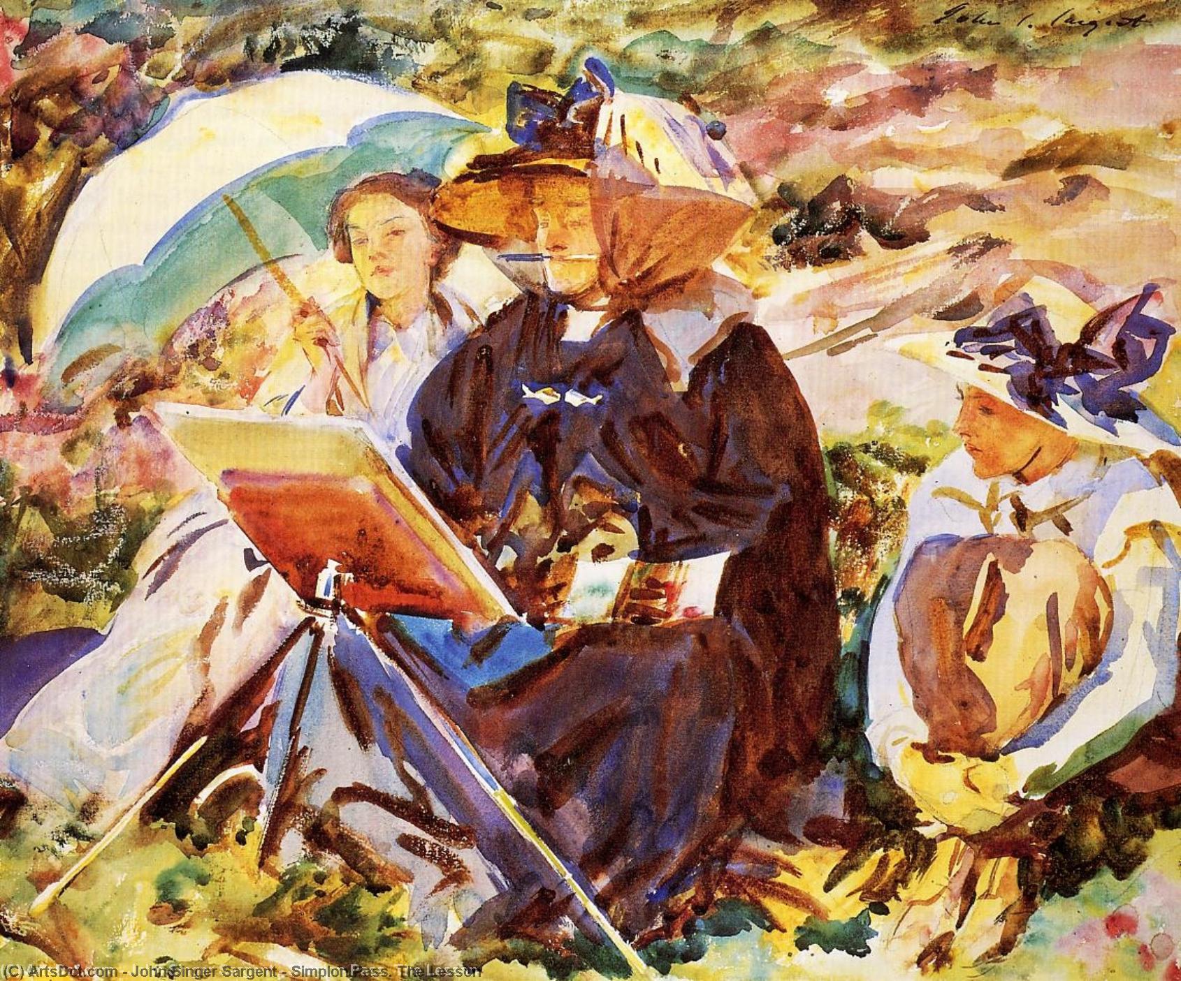Wikioo.org - The Encyclopedia of Fine Arts - Painting, Artwork by John Singer Sargent - Simplon Pass. The Lesson
