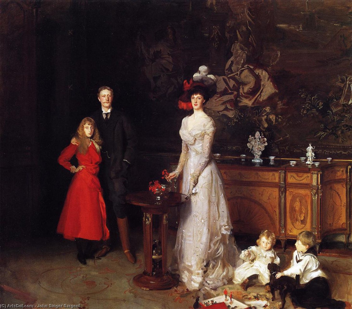 Wikioo.org - Bách khoa toàn thư về mỹ thuật - Vẽ tranh, Tác phẩm nghệ thuật John Singer Sargent - Sir George Sitwell, Lady Ida Sitwell and Family