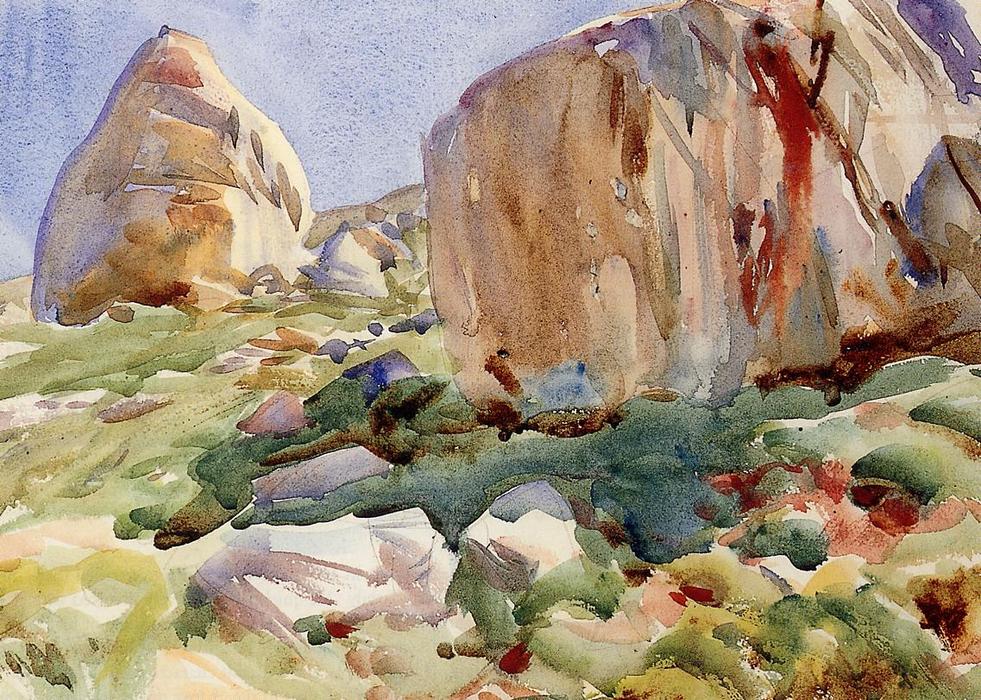 WikiOO.org - Encyclopedia of Fine Arts - Maalaus, taideteos John Singer Sargent - The Simplon. Large Rocks