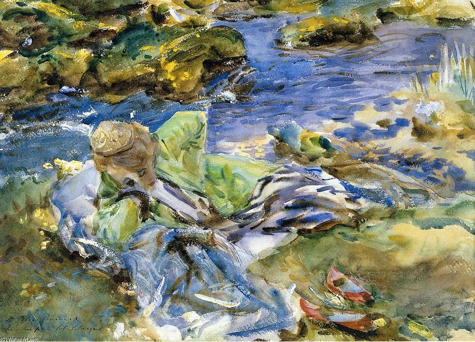 WikiOO.org – 美術百科全書 - 繪畫，作品 John Singer Sargent - 土耳其 女人  通过  一个  溪水