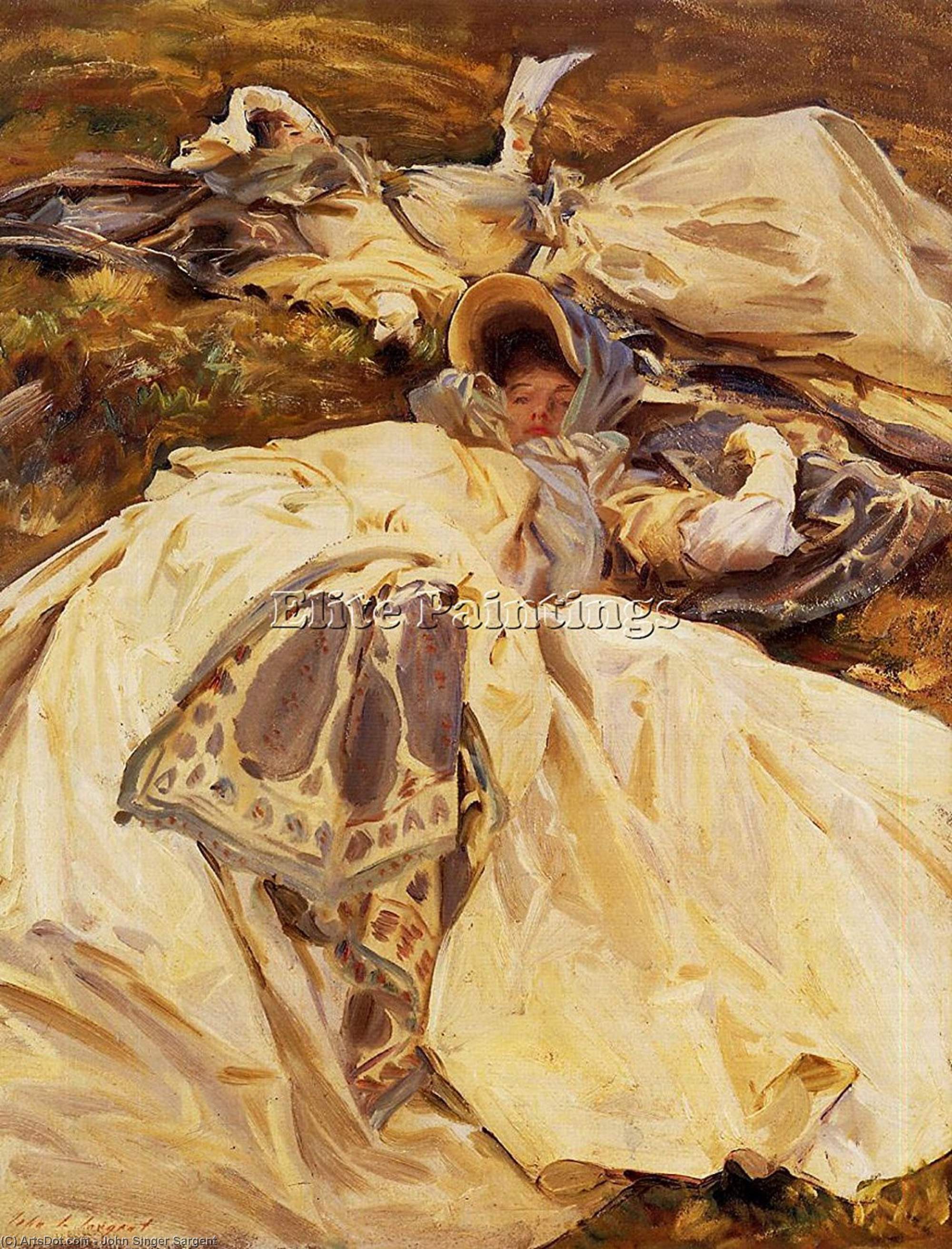 Wikioo.org - The Encyclopedia of Fine Arts - Painting, Artwork by John Singer Sargent - Two Girls in White Dresses