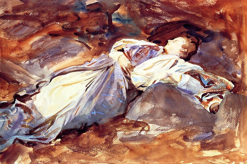 Wikioo.org - The Encyclopedia of Fine Arts - Painting, Artwork by John Singer Sargent - Violet Sleeping
