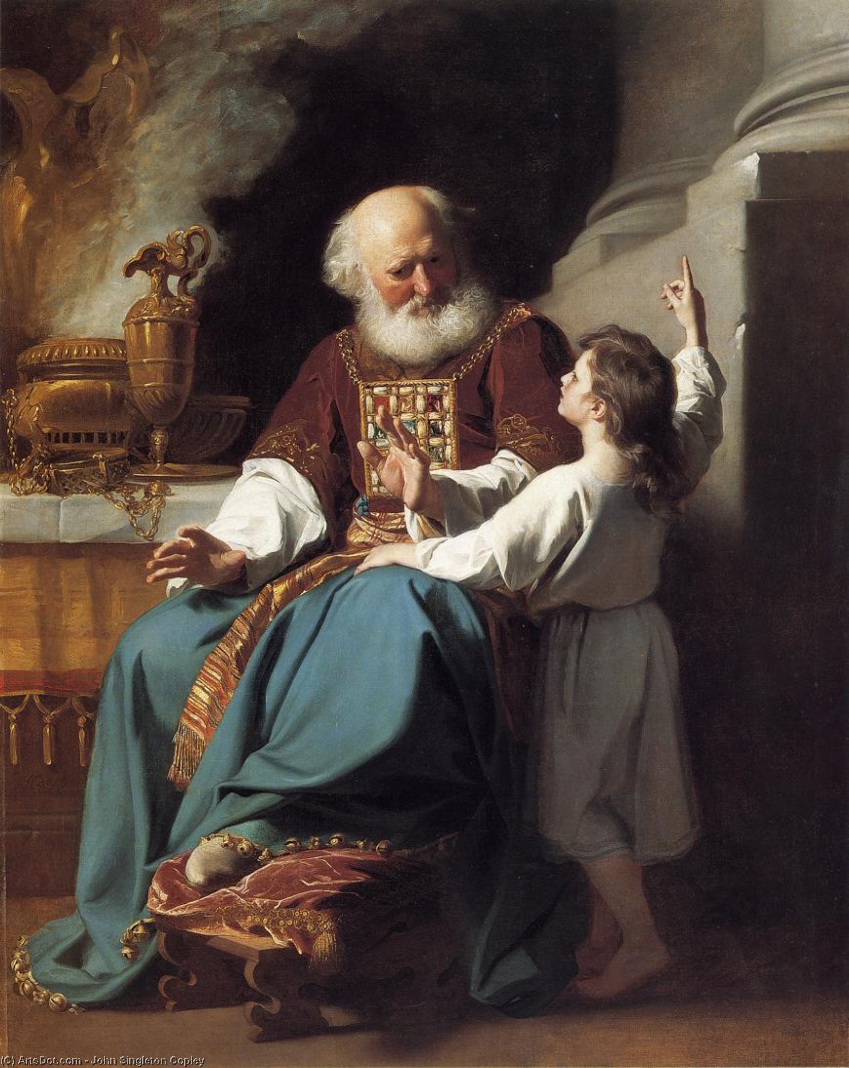 Wikioo.org - The Encyclopedia of Fine Arts - Painting, Artwork by John Singleton Copley - Samuel Reading to Eli the Judgments of God Upon Eli's House