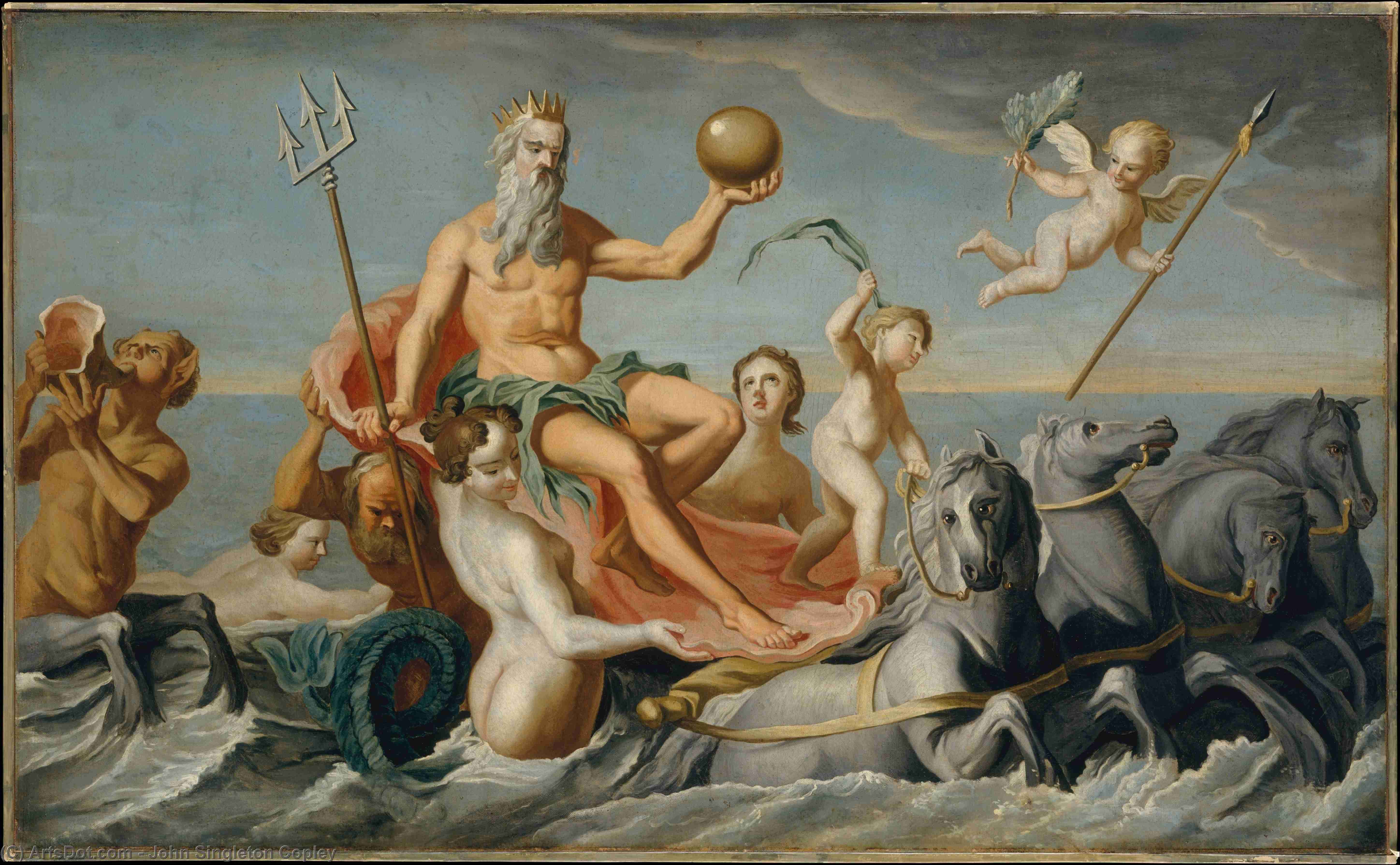 Wikioo.org - Die Enzyklopädie bildender Kunst - Malerei, Kunstwerk von John Singleton Copley - die rückkehr von  Neptun
