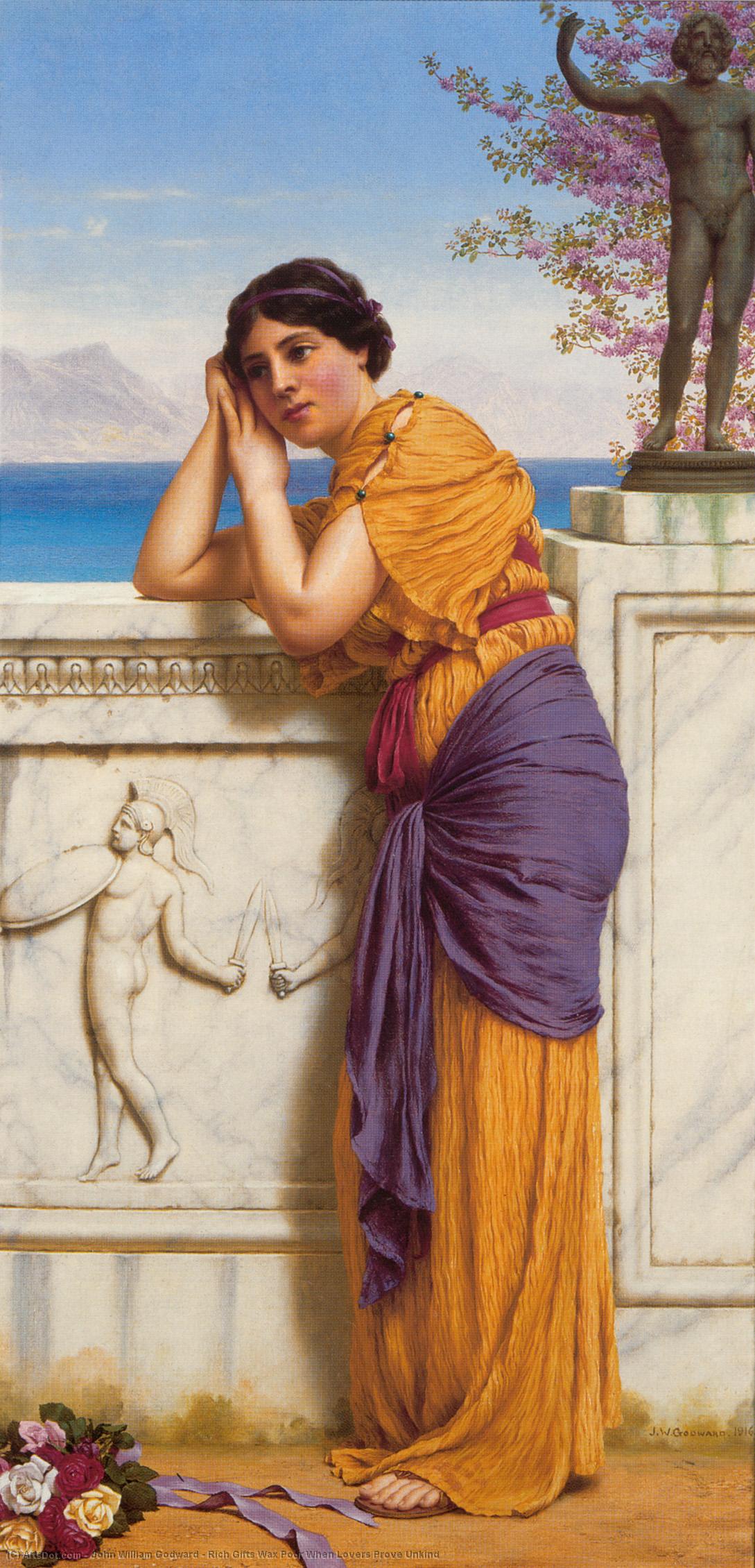Wikioo.org - The Encyclopedia of Fine Arts - Painting, Artwork by John William Godward - Rich Gifts Wax Poor When Lovers Prove Unkind