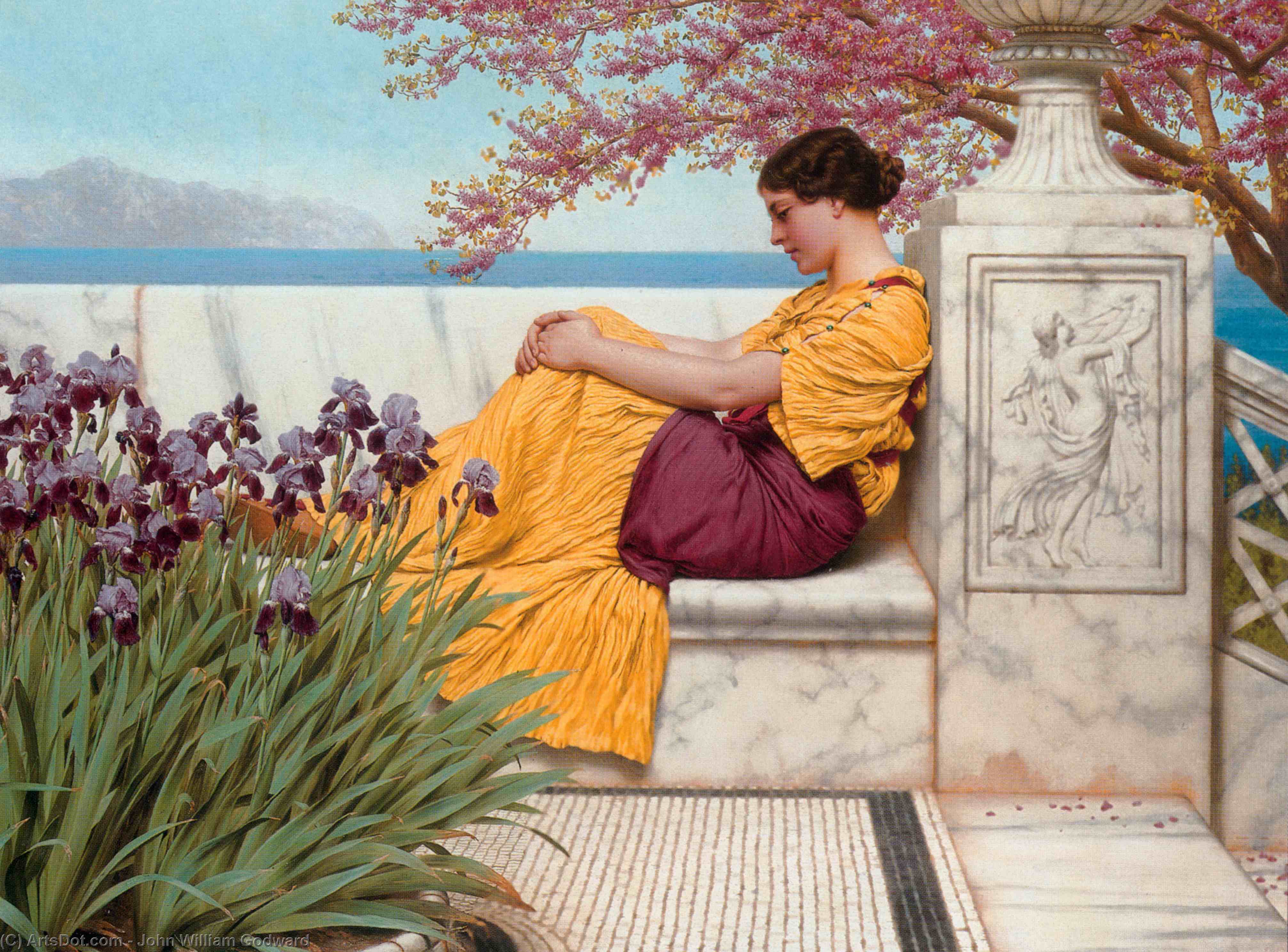 Wikioo.org - The Encyclopedia of Fine Arts - Painting, Artwork by John William Godward - Under the Blossom that Hangs on the Bough