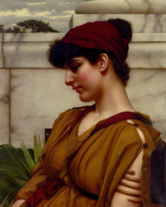 WikiOO.org - Encyclopedia of Fine Arts - Målning, konstverk John William Godward - A Classical Beauty In Profile