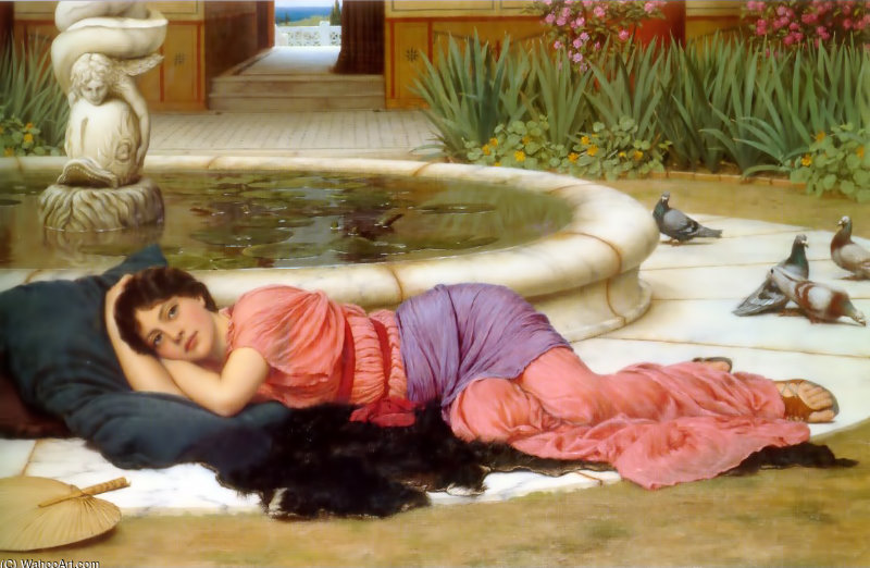 Wikioo.org - The Encyclopedia of Fine Arts - Painting, Artwork by John William Godward - A Cool Retreat