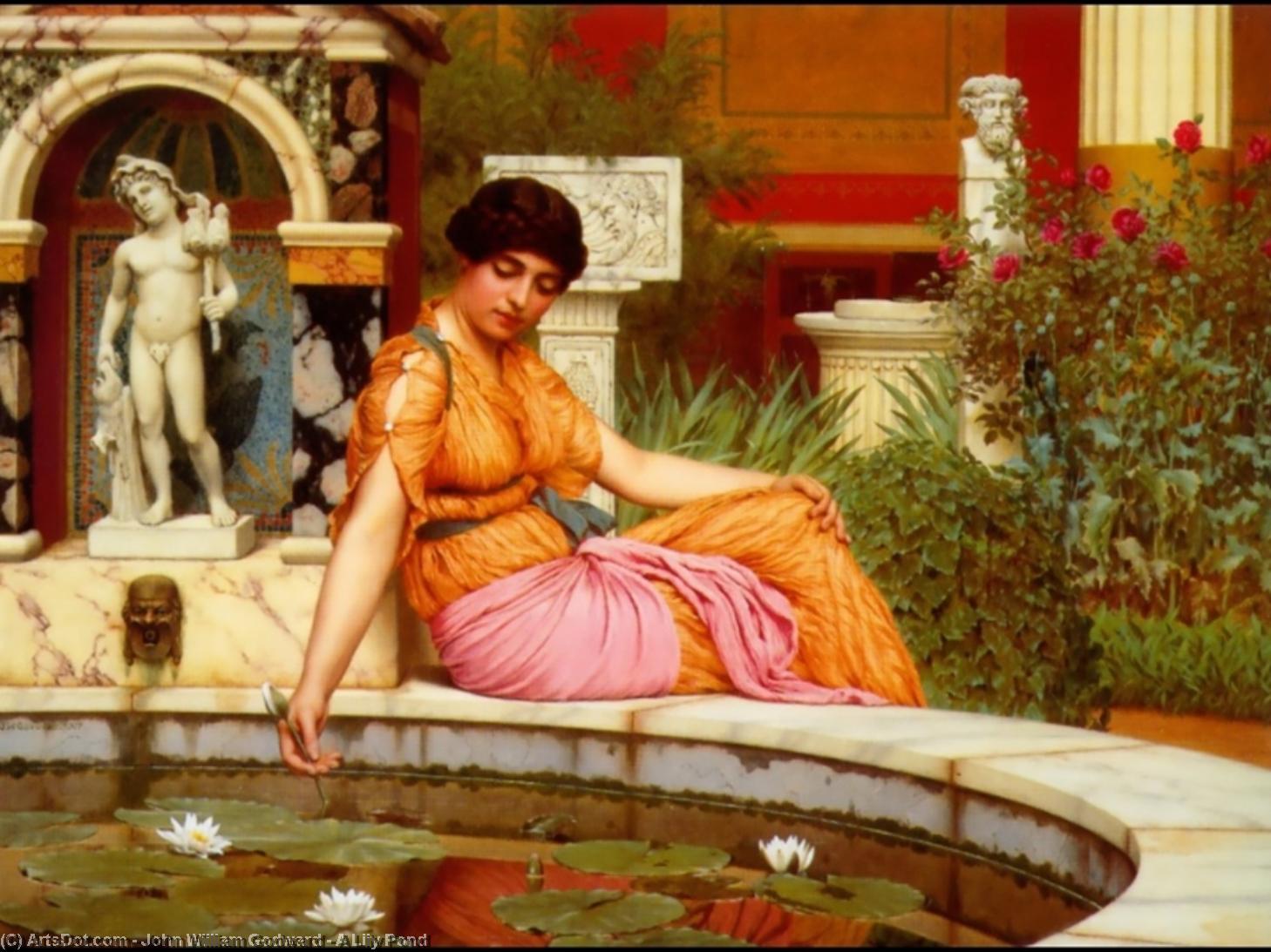 WikiOO.org - Encyclopedia of Fine Arts - Lukisan, Artwork John William Godward - A Lily Pond