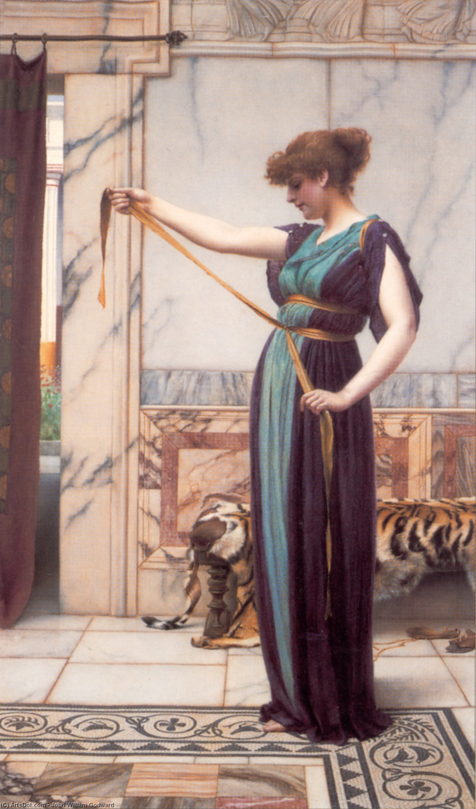 Wikoo.org - موسوعة الفنون الجميلة - اللوحة، العمل الفني John William Godward - A Pompeian Lady 1