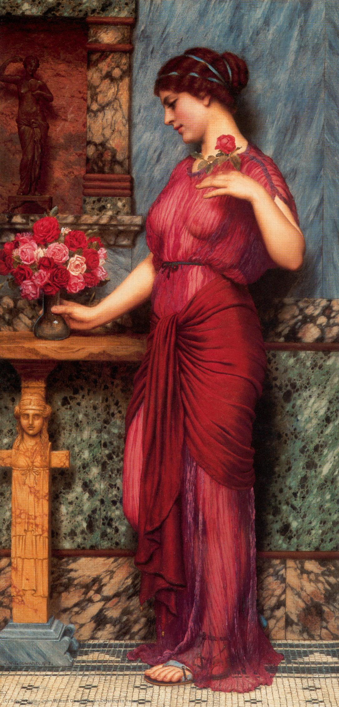 WikiOO.org - Encyclopedia of Fine Arts - Lukisan, Artwork John William Godward - An Offering to Venus