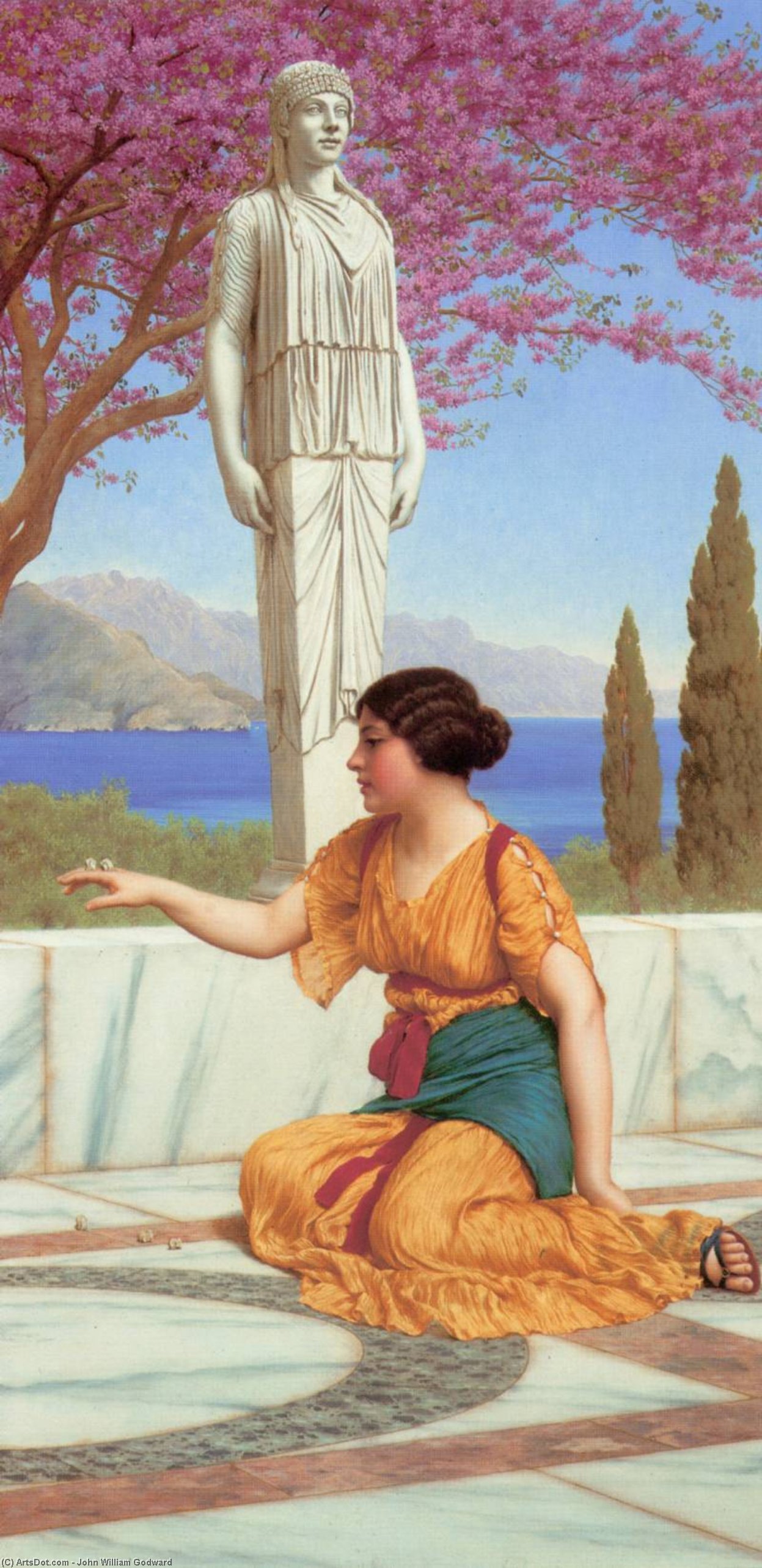 WikiOO.org - Encyclopedia of Fine Arts - Maľba, Artwork John William Godward - Ancient Pastimes