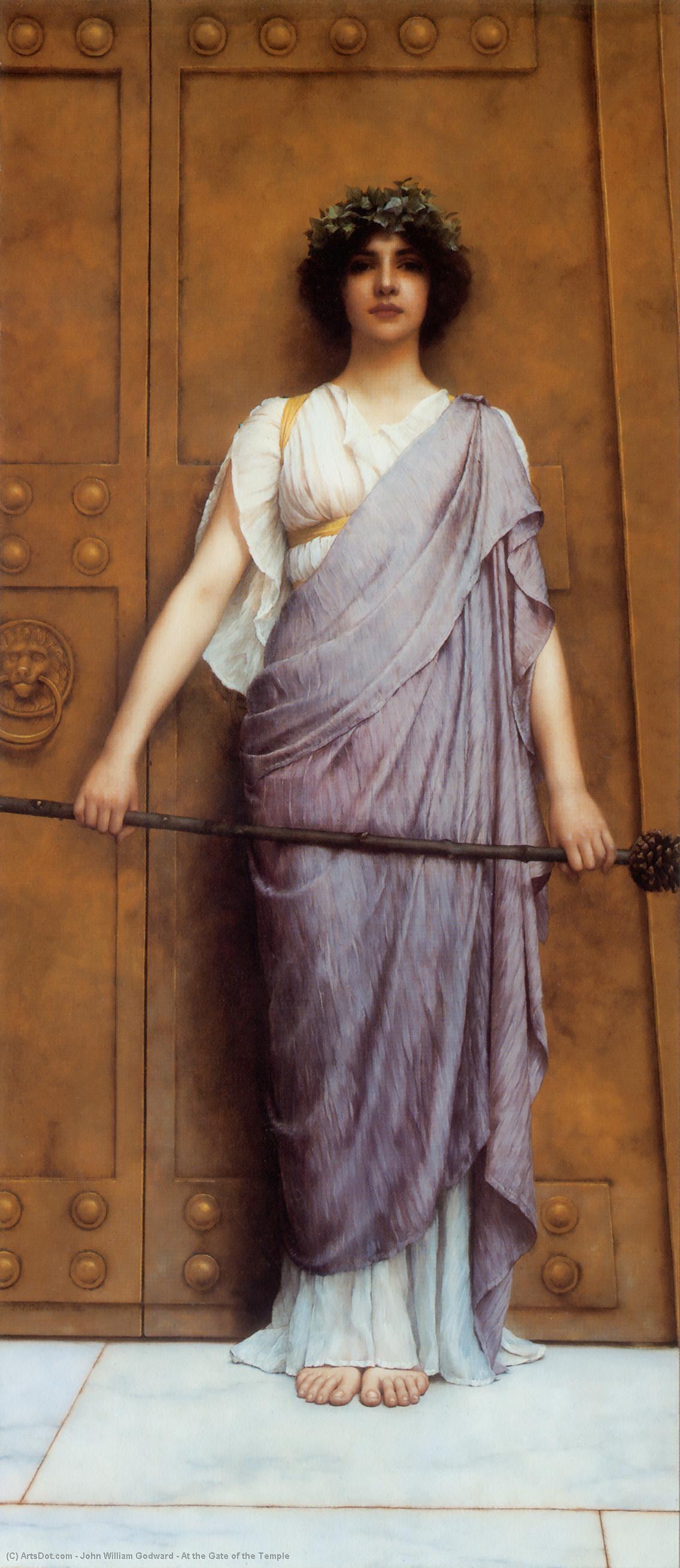 WikiOO.org - 백과 사전 - 회화, 삽화 John William Godward - At the Gate of the Temple