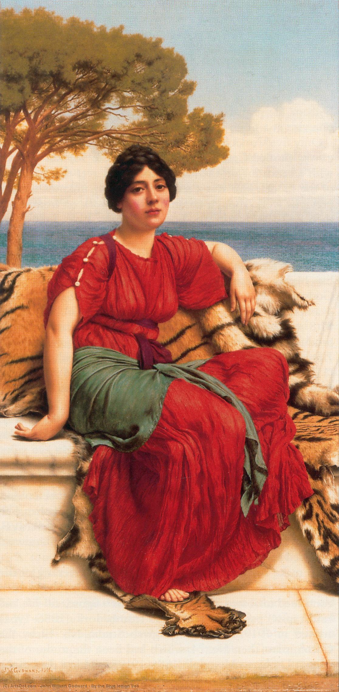 WikiOO.org - Encyclopedia of Fine Arts - Maľba, Artwork John William Godward - By the Blue Ionian Sea