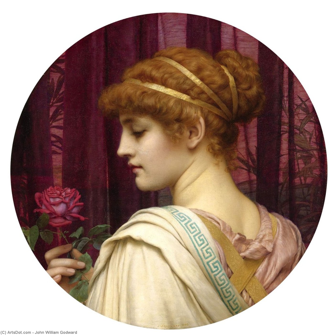 WikiOO.org - Enciclopedia of Fine Arts - Pictura, lucrări de artă John William Godward - Chloris - A Summer Rose