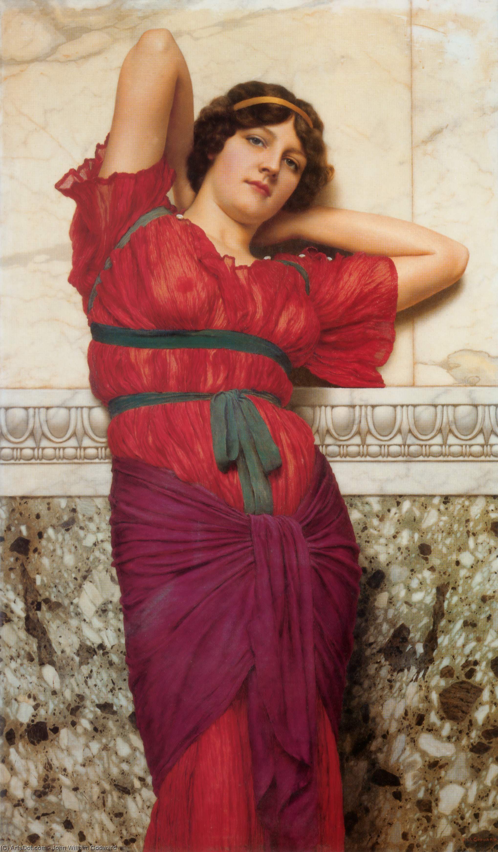 WikiOO.org - אנציקלופדיה לאמנויות יפות - ציור, יצירות אמנות John William Godward - Contemplation 1