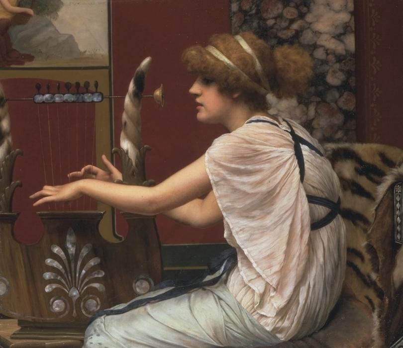 Wikioo.org - The Encyclopedia of Fine Arts - Painting, Artwork by John William Godward - Erato at Her Lyre