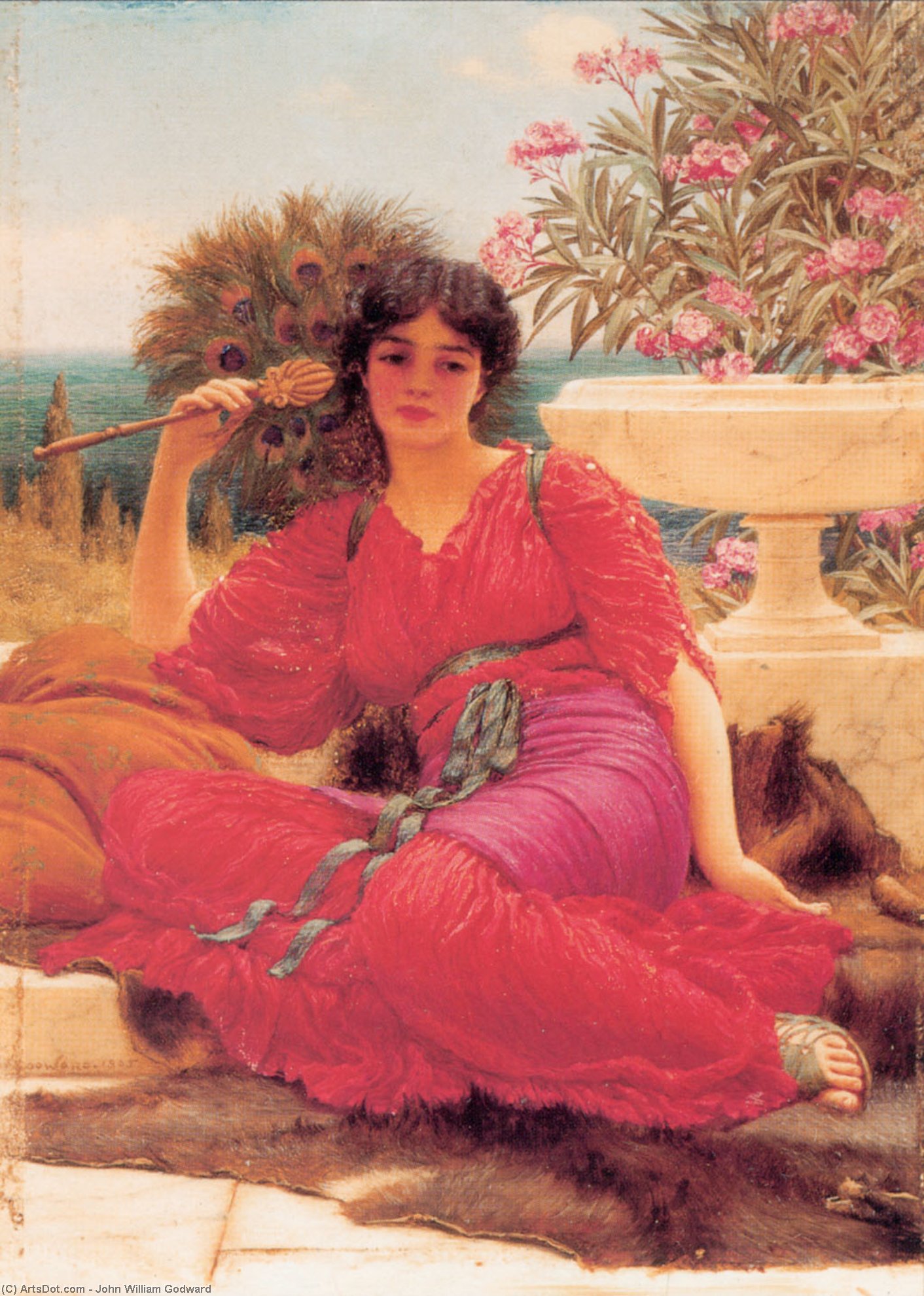 WikiOO.org - Encyclopedia of Fine Arts - Lukisan, Artwork John William Godward - Flabellifera [oil study]