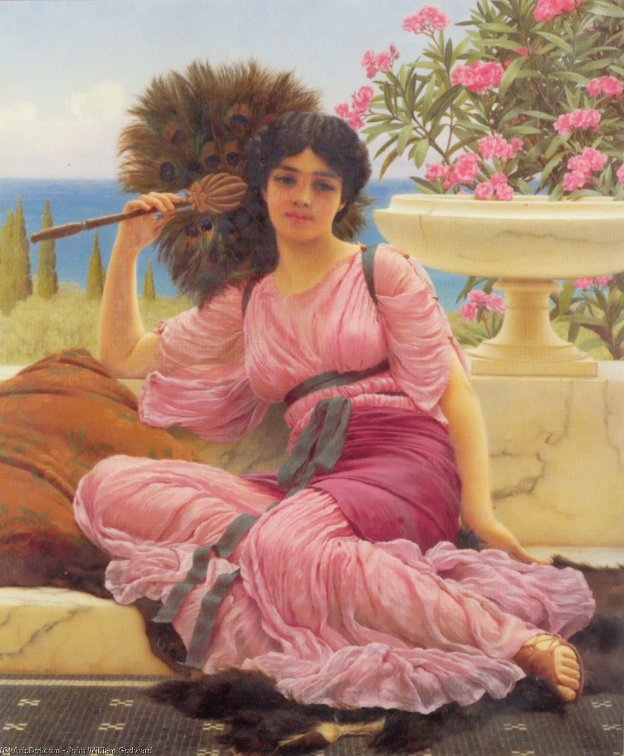 Wikioo.org – La Enciclopedia de las Bellas Artes - Pintura, Obras de arte de John William Godward - Flabellifera